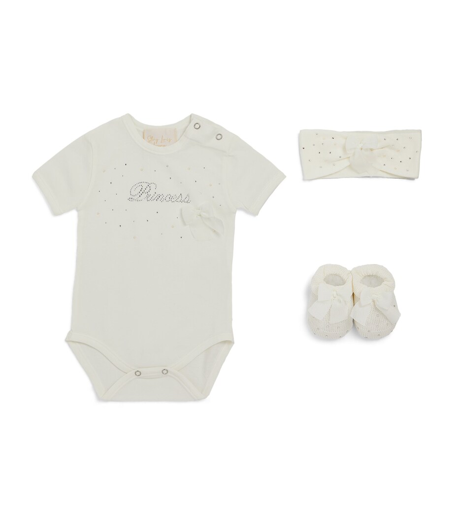 Princess Bodysuit, Booties and Headband Set (1-9 Months) X1 LATTE Image 1