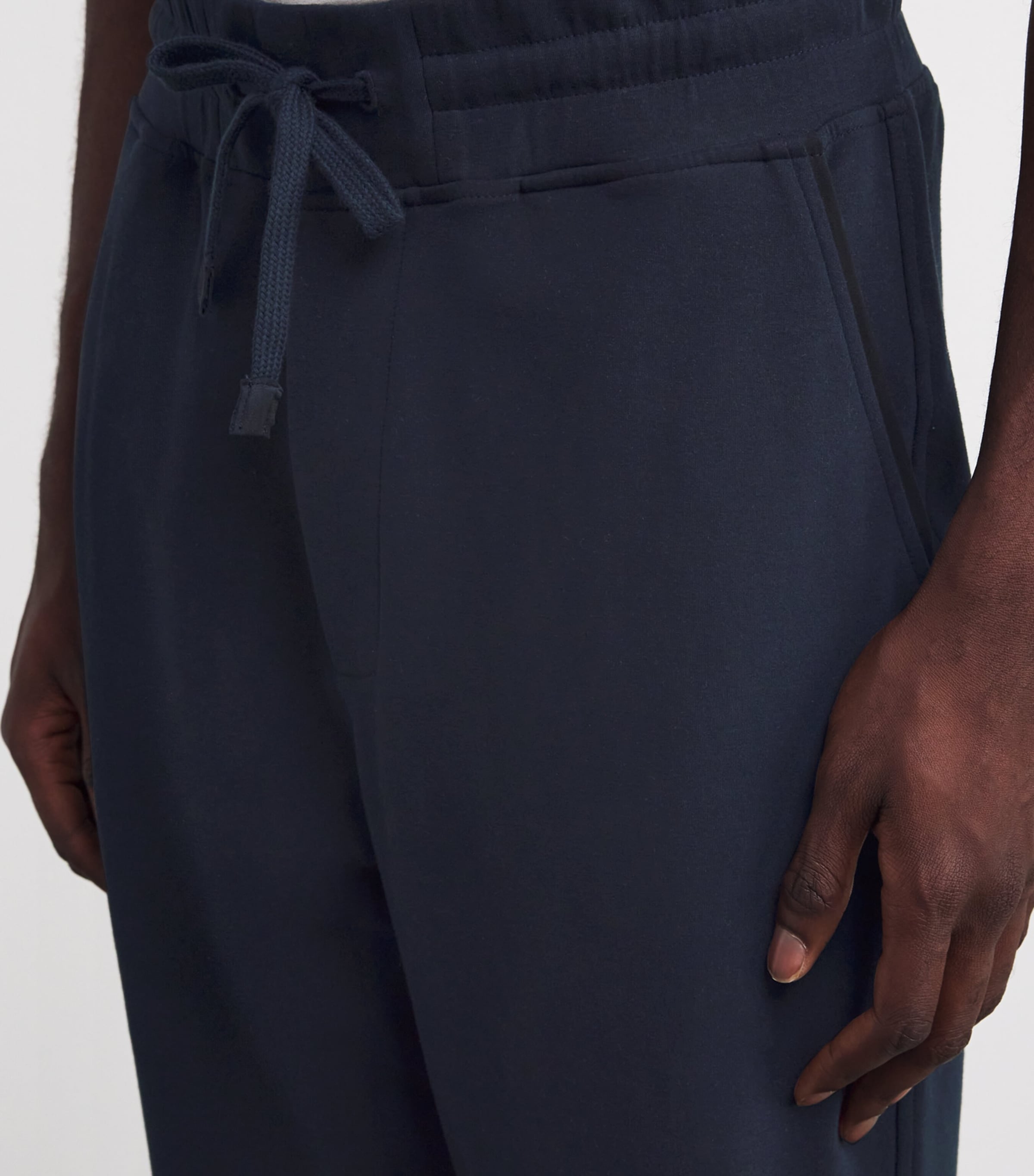 Cotton-Blend Drawstring Sweatpants 01 BLUE NAVY Image 6