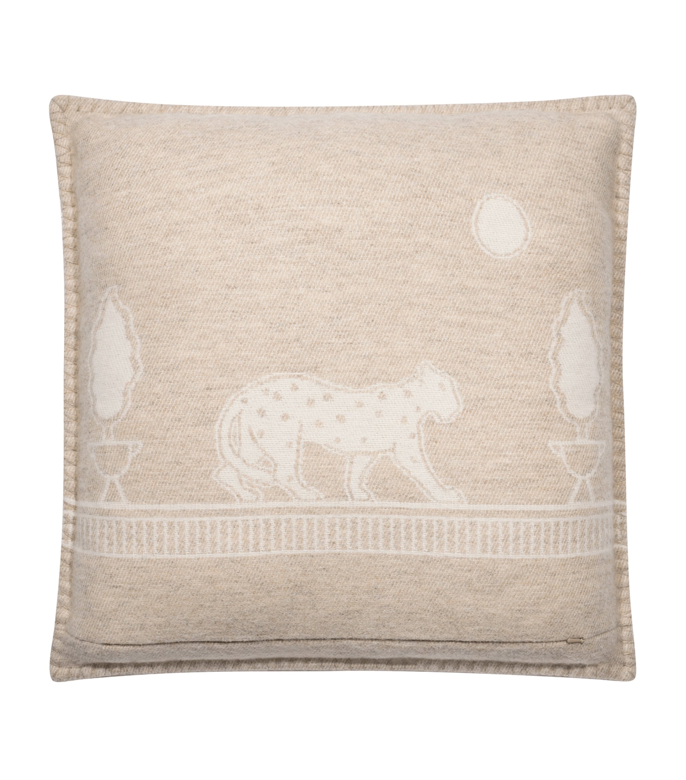 Merino Wool-Cashmere Panthère de Cartier Cushion (50cm x 50cm) BEIGE Image 2