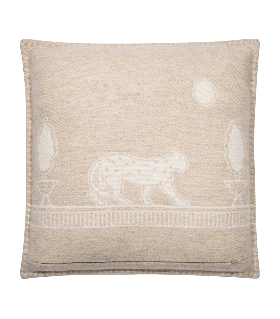 Merino Wool-Cashmere Panthère de Cartier Cushion (50cm x 50cm) BEIGE Image 2