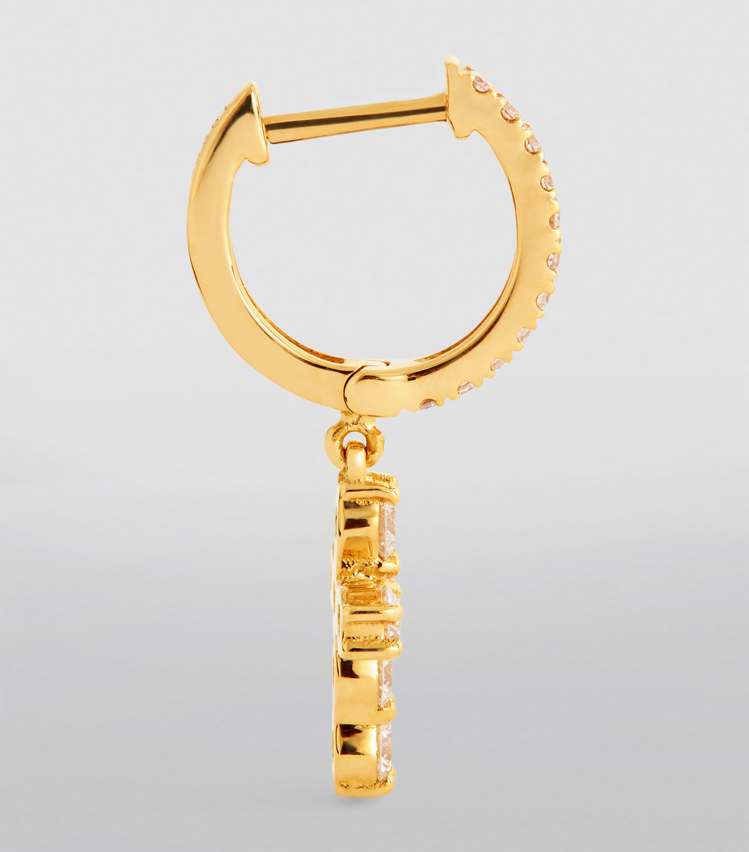 Anita Ko Yellow Gold and Diamond Cross Single Huggie Yellow Gold Image 3
