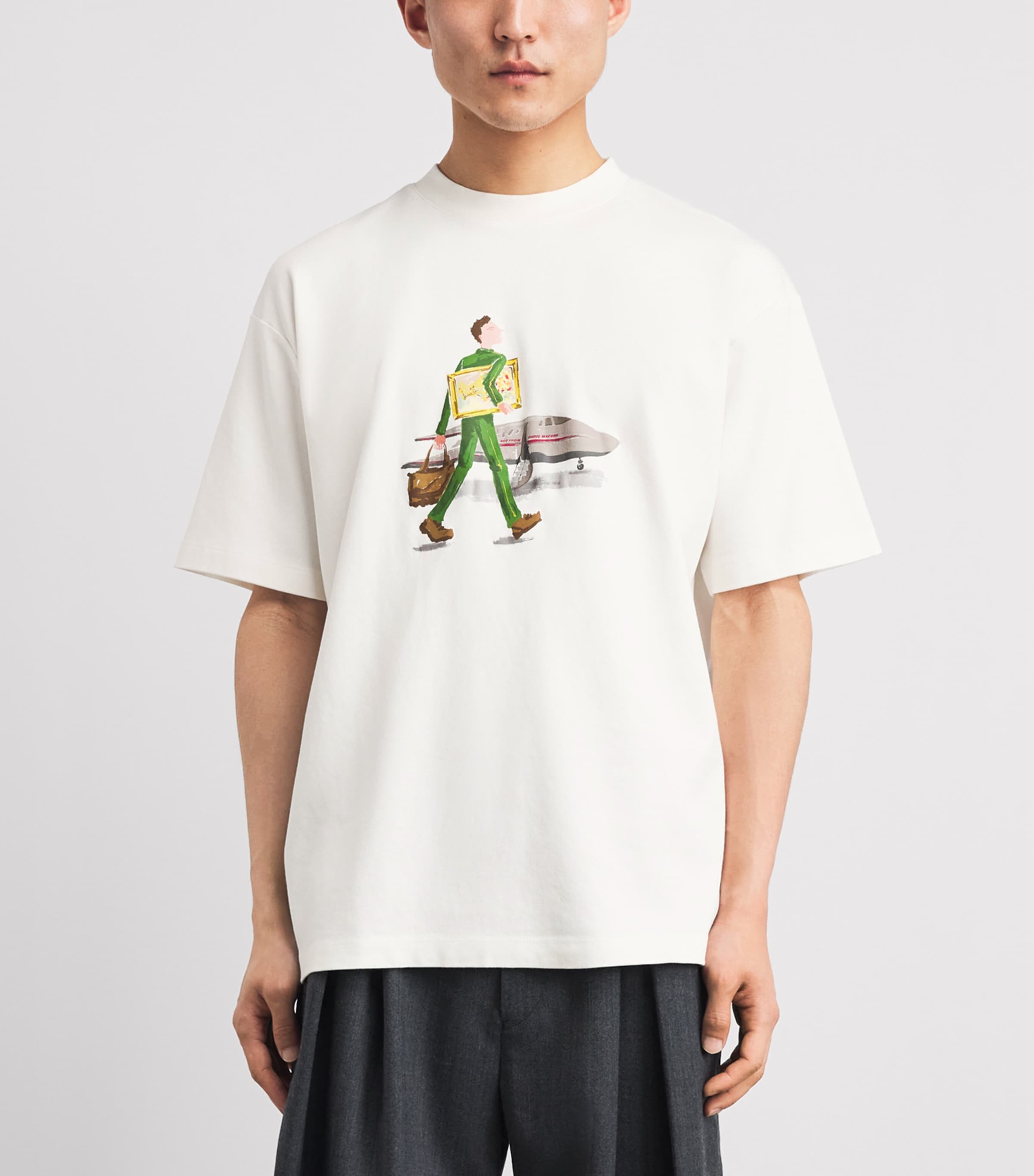 Drôle De Monsieur Mens Cotton L'Homme au Tableau T-Shirt Off White Image 4