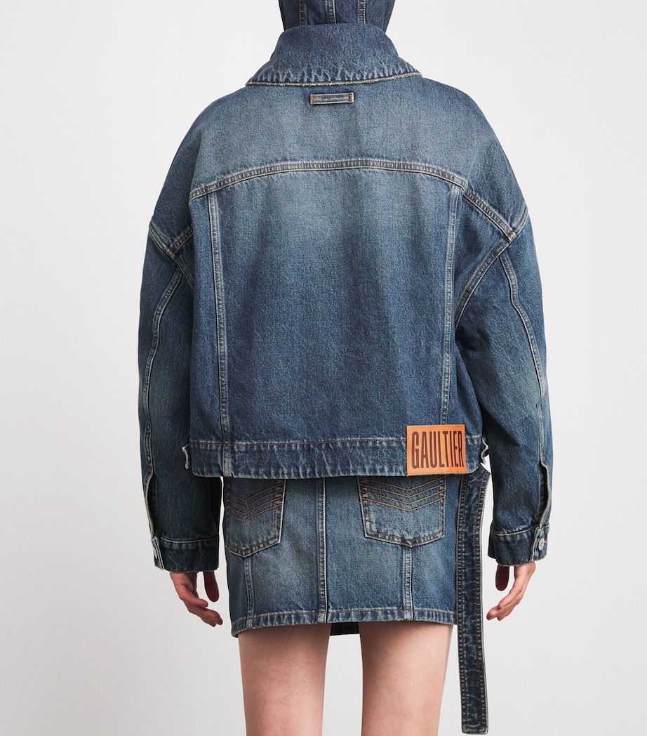 Hooded Double-Layer Denim Jacket 57-VINTAGEBLUE Image 4