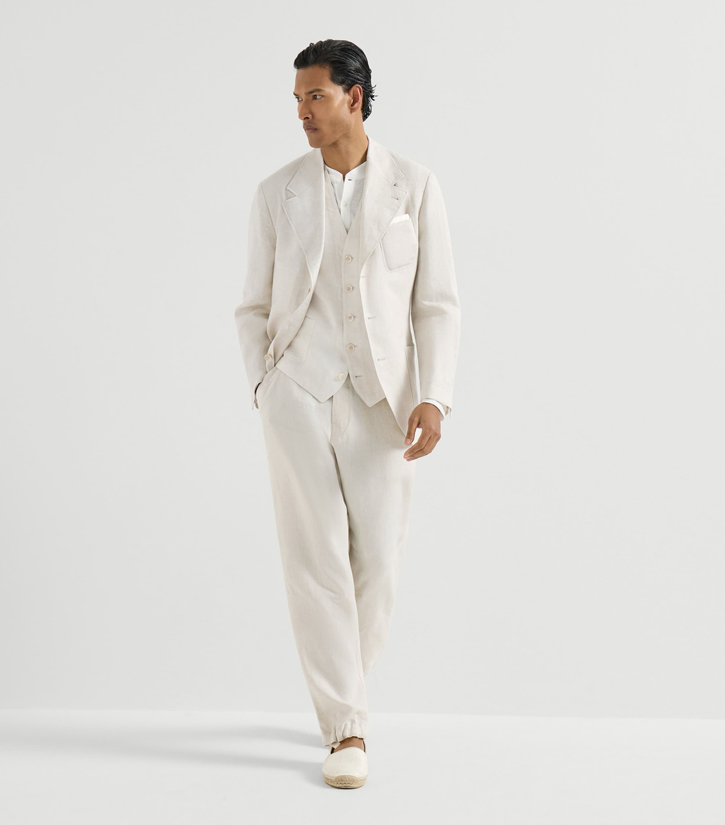 Brunello Cucinelli Mens Linen-Cotton Long-Sleeve T-Shirt Image 2
