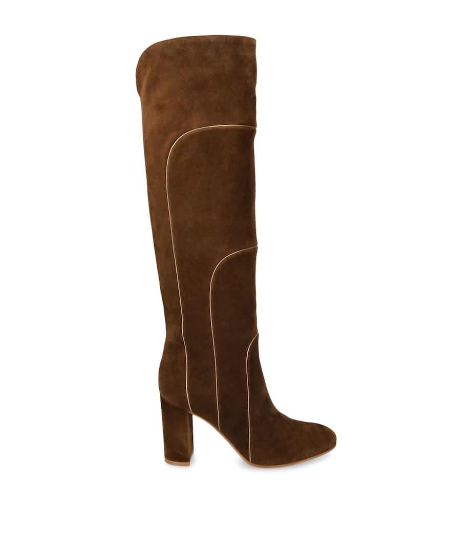 Suede Panelled Knee-High Boots 45 TAN COMB Image 1