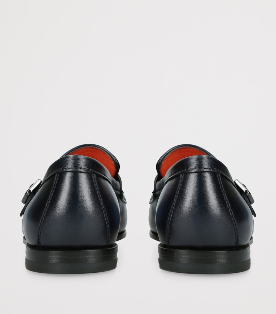 Leather Carlos Double-Strap Monk Shoes NAVY Image 2