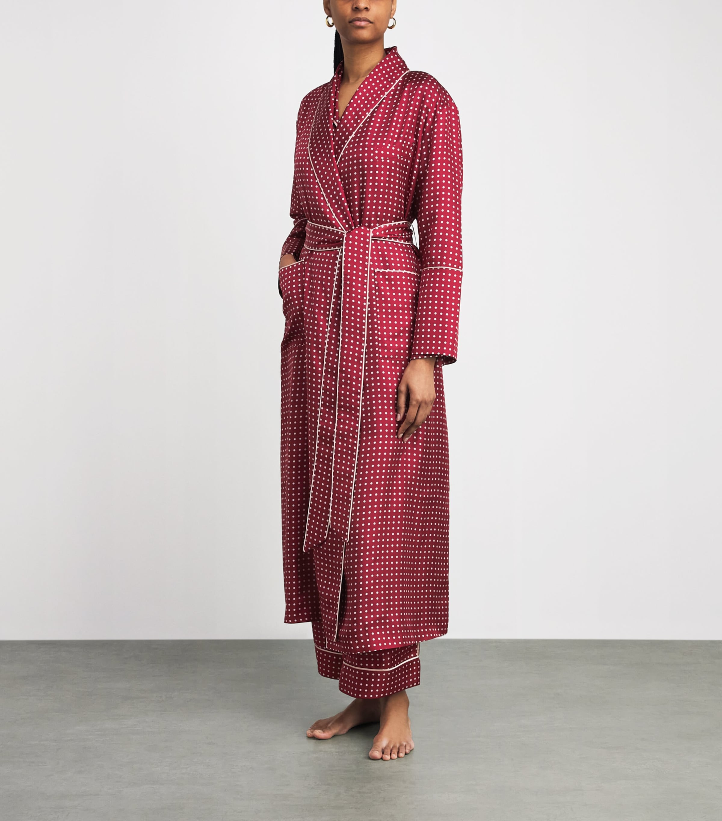 Olivia von Halle Womens Silk Spot Capability Robe Palazzo Image 2