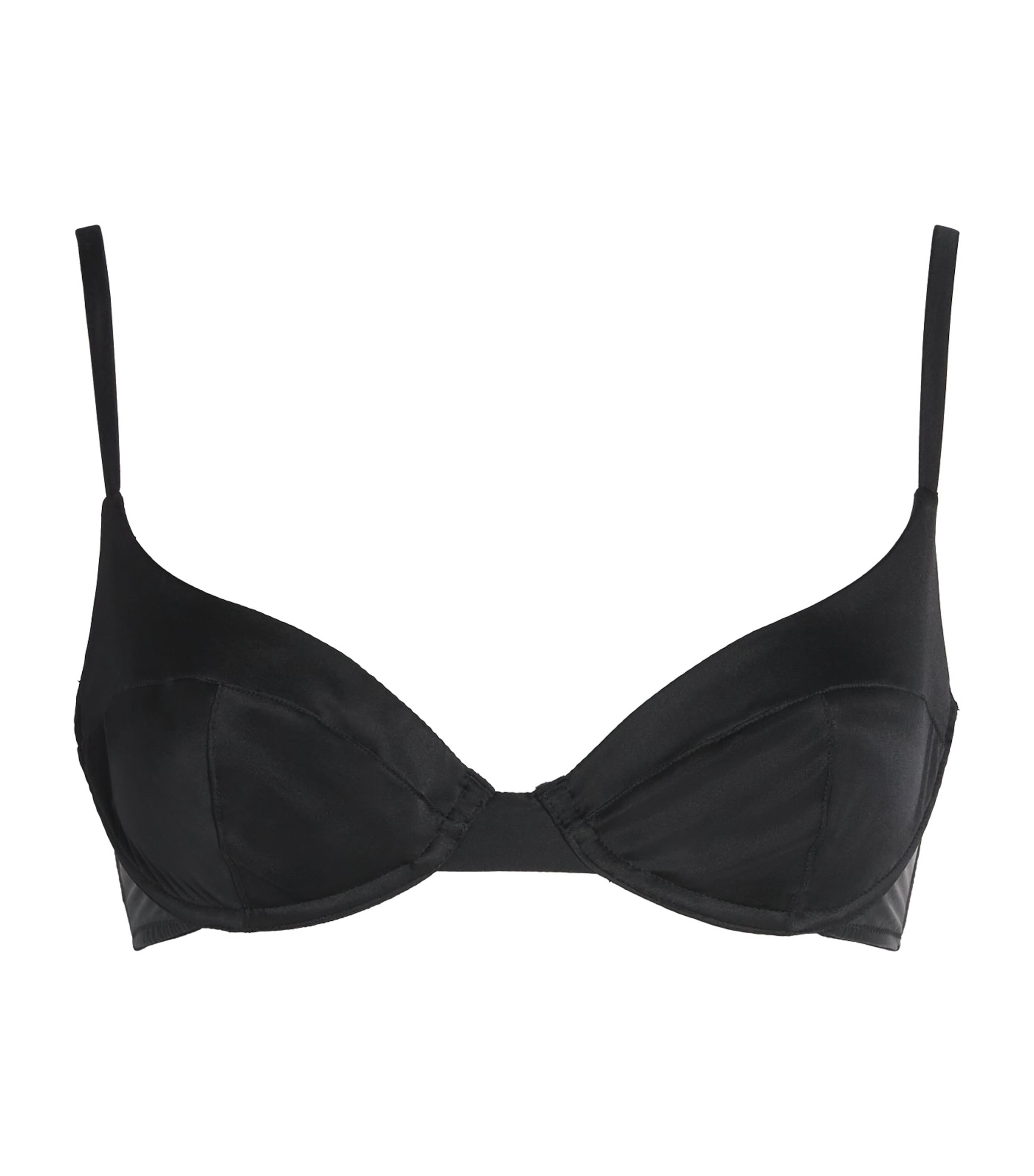 Kiki de Montparnasse Womens Stretch-Silk Tous Les Jours Demi Bra Black Image 1