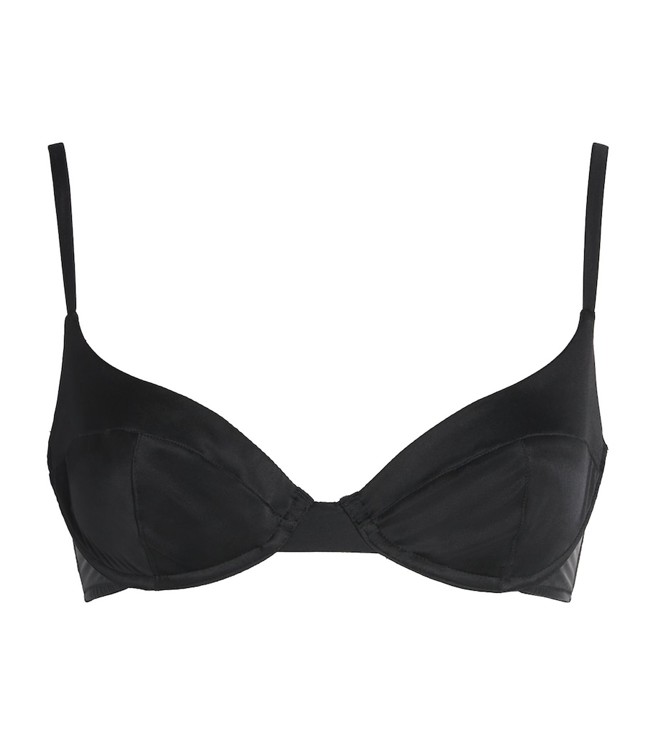 Kiki de Montparnasse Womens Stretch-Silk Tous Les Jours Demi Bra Black Image 1