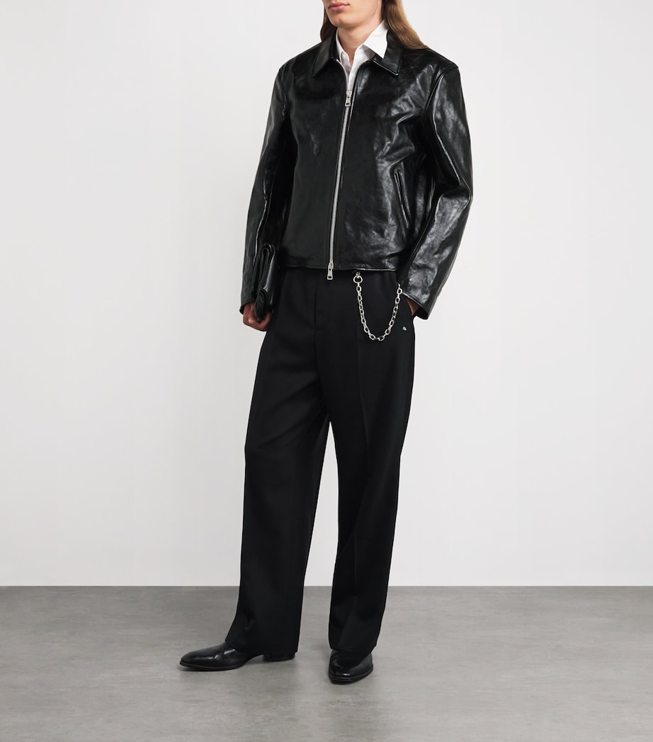 Our Legacy Mens Leather Mini Jacket Top Dyed Blk Lthr Image 2