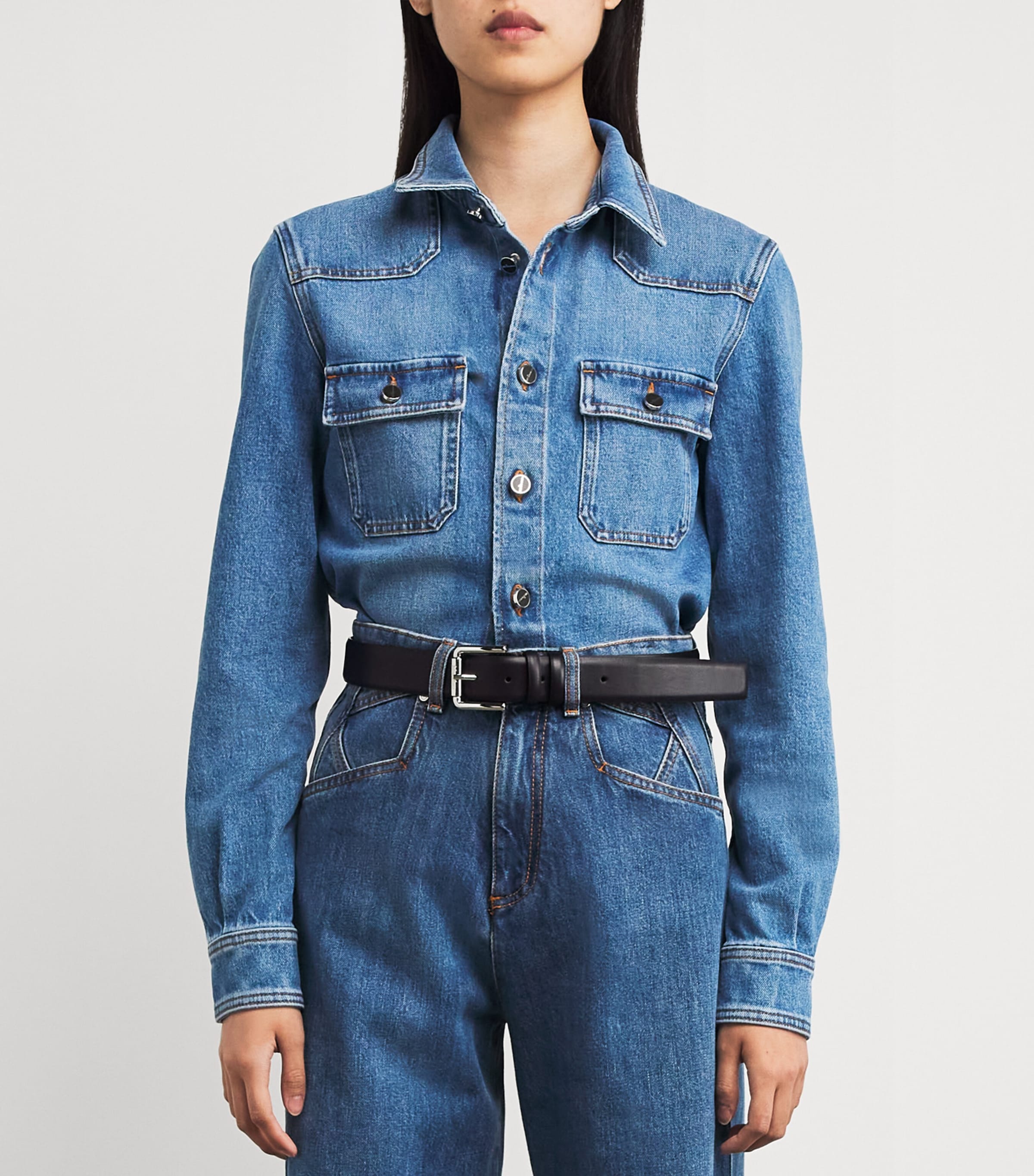 Leather Belt Suspenders BLACK Image 2