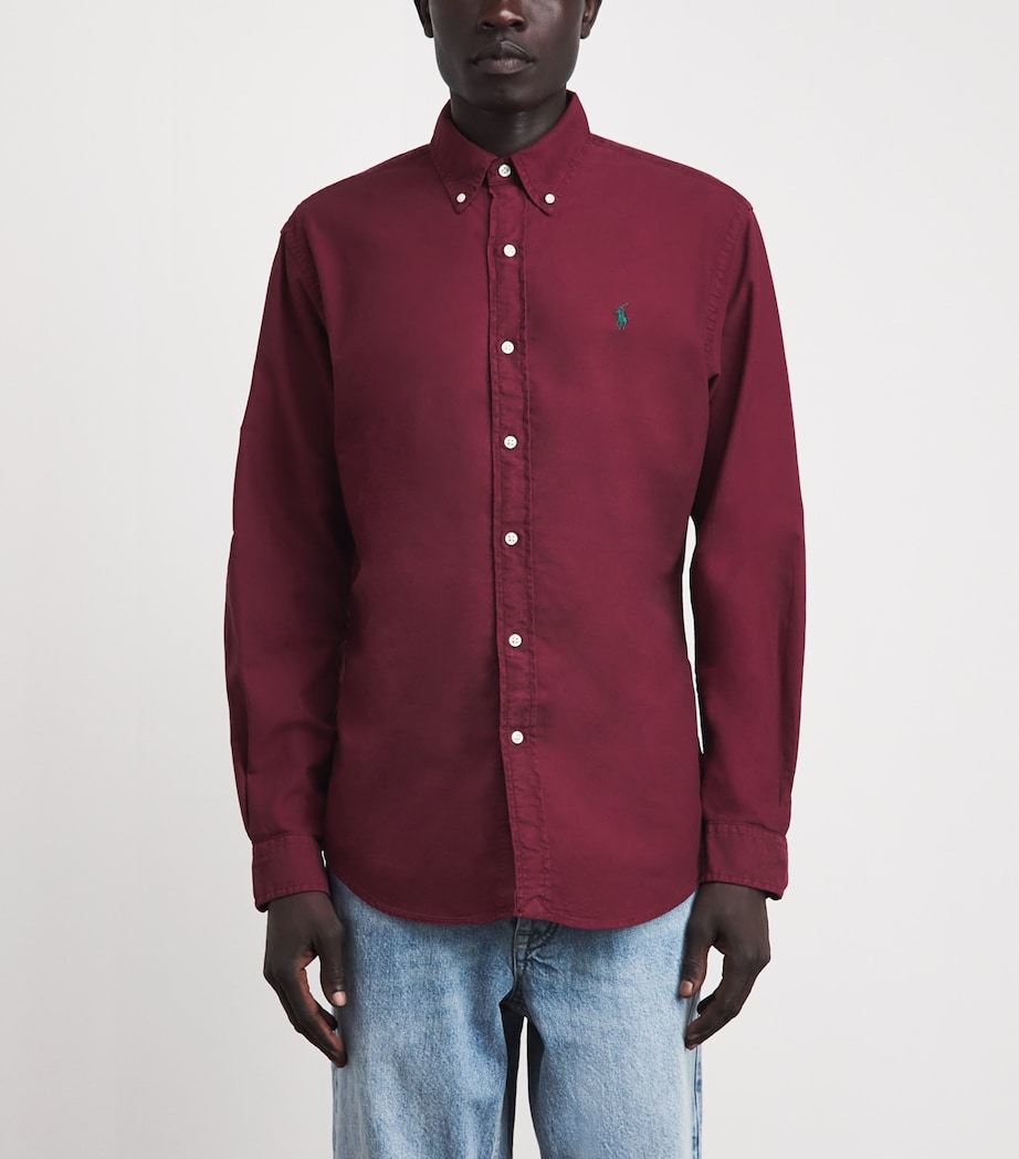Polo Ralph Lauren Mens Garment-Dyed Oxford Shirt Classic Wine Image 4