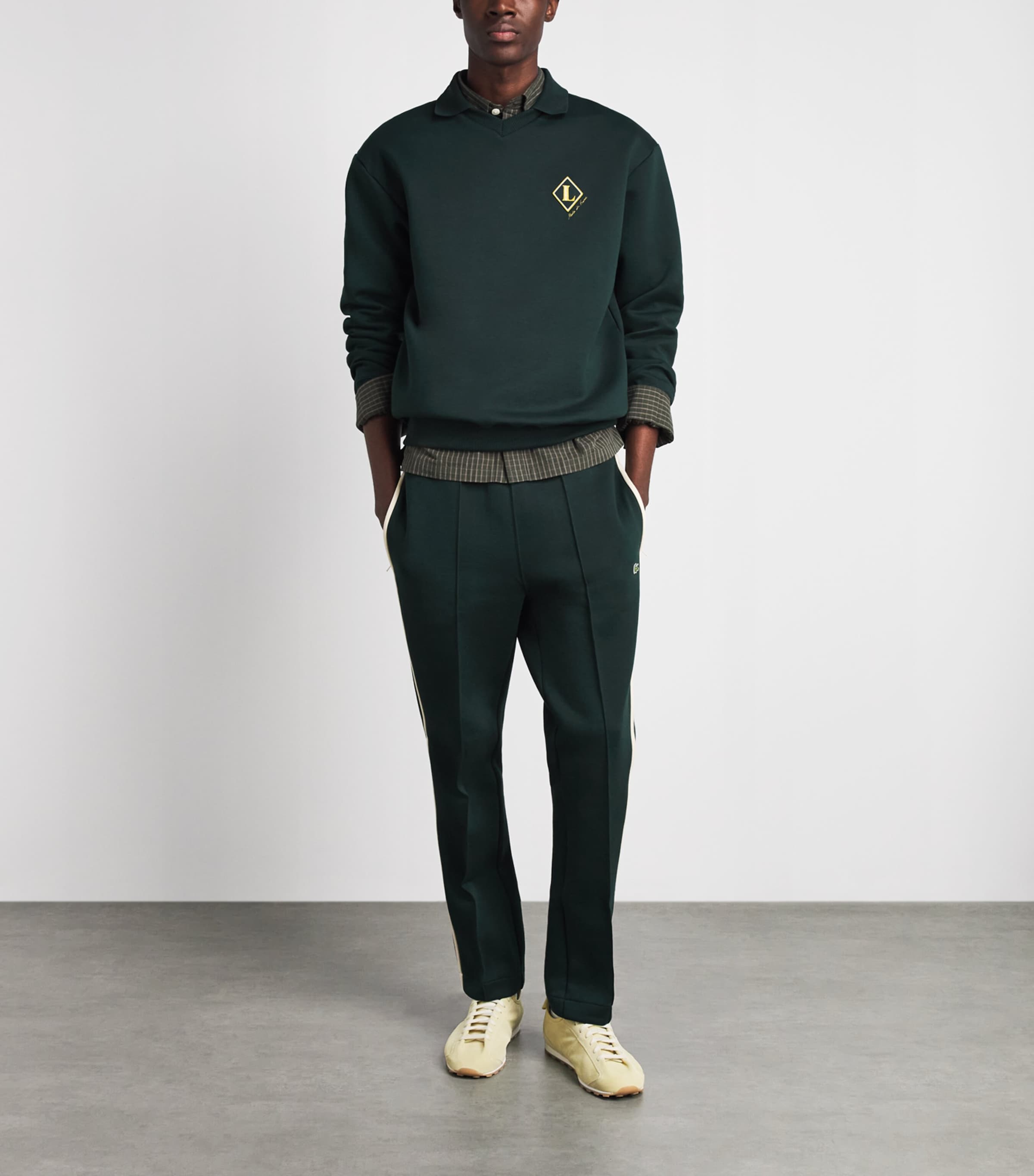 Lacoste Mens Cotton-Blend Badge Sweatshirt Sinople Image 2