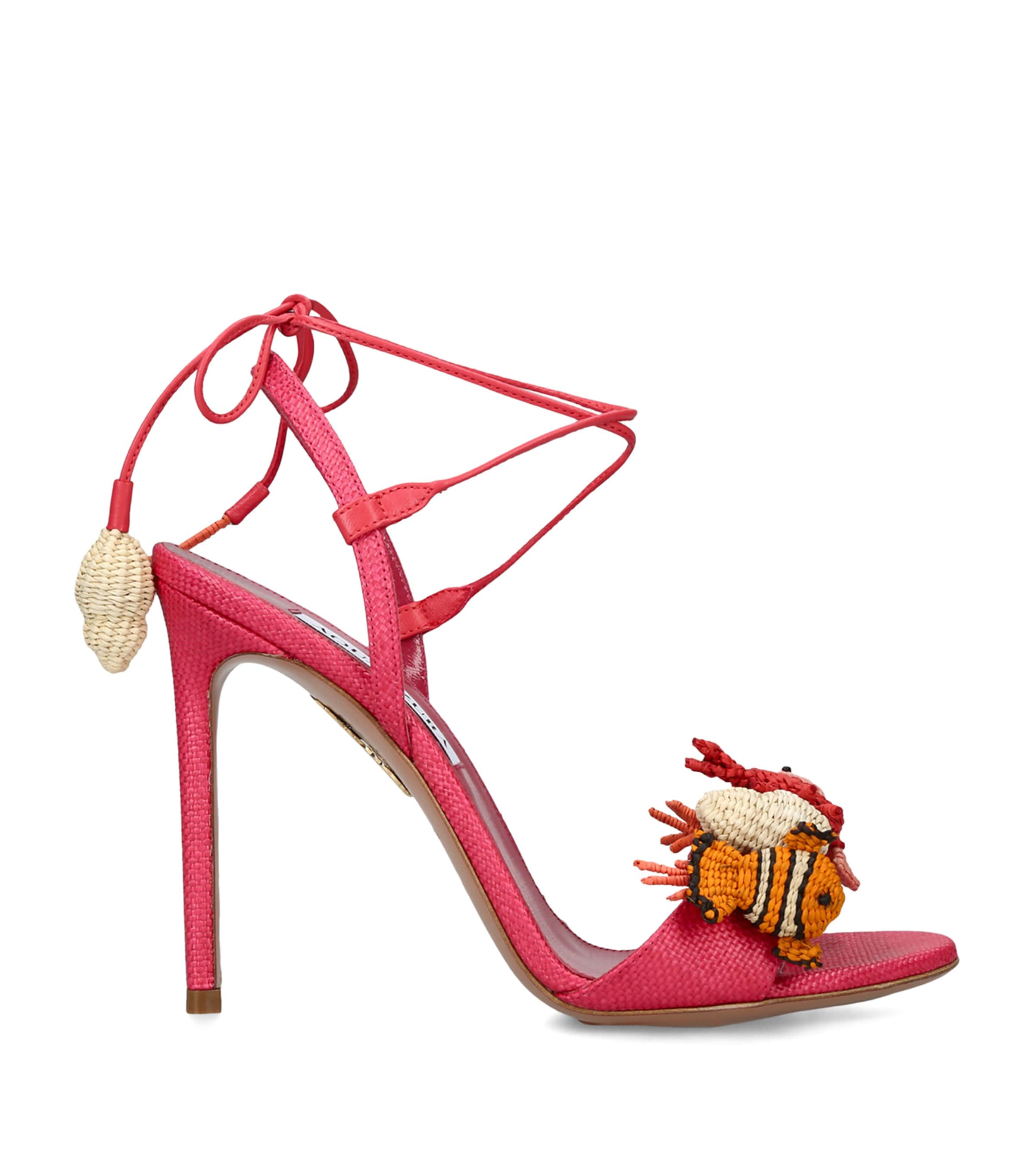 Aquazzura Raffia Marea Slingback Sandals Pink Image 1