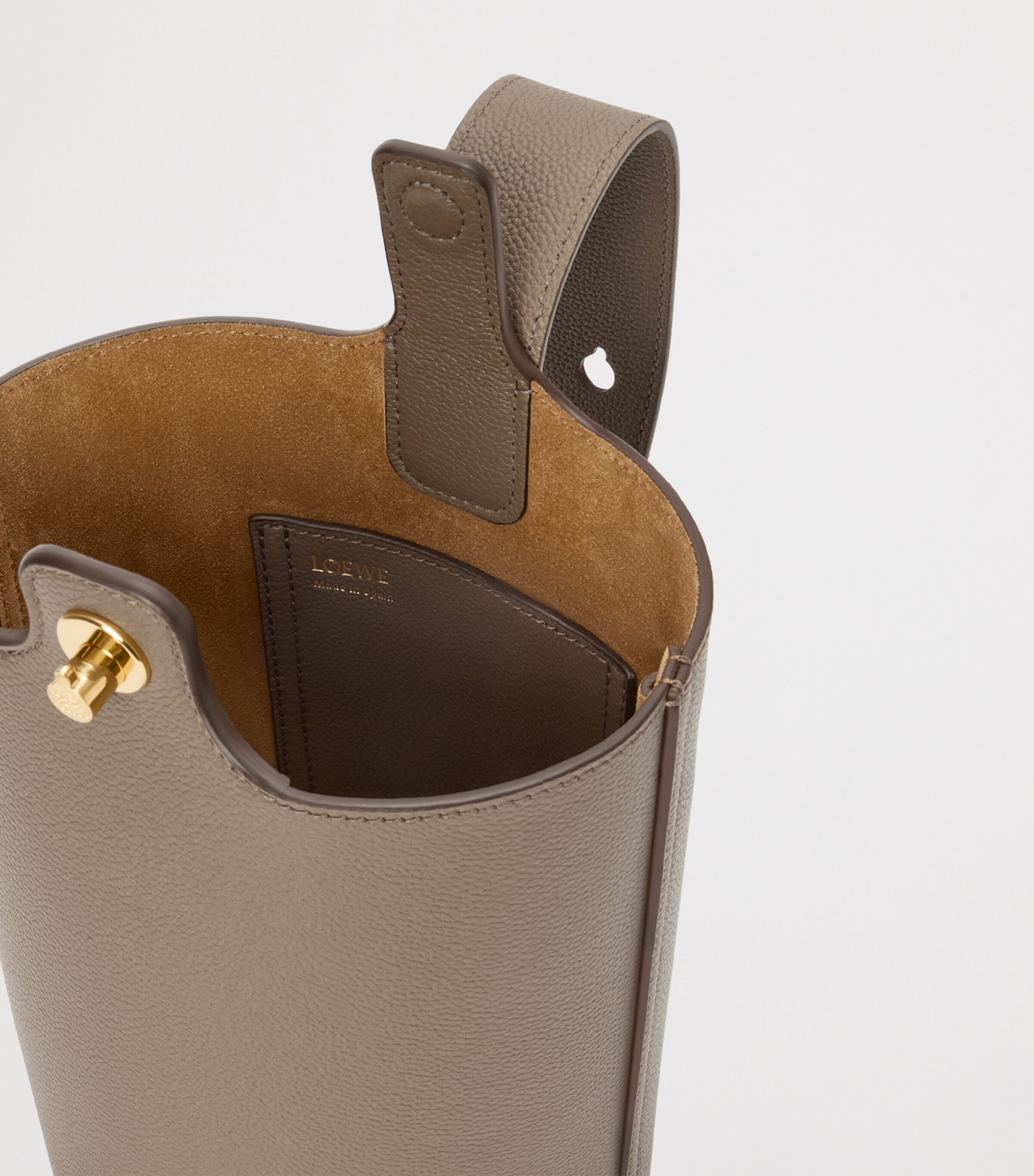 Mini Leather Pebble Bucket Bag TAUPE Image 7