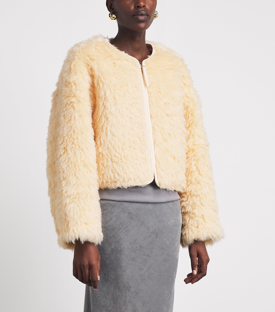 Source Unknown Womens Shearling Cropped Jacket Yellow Image 4