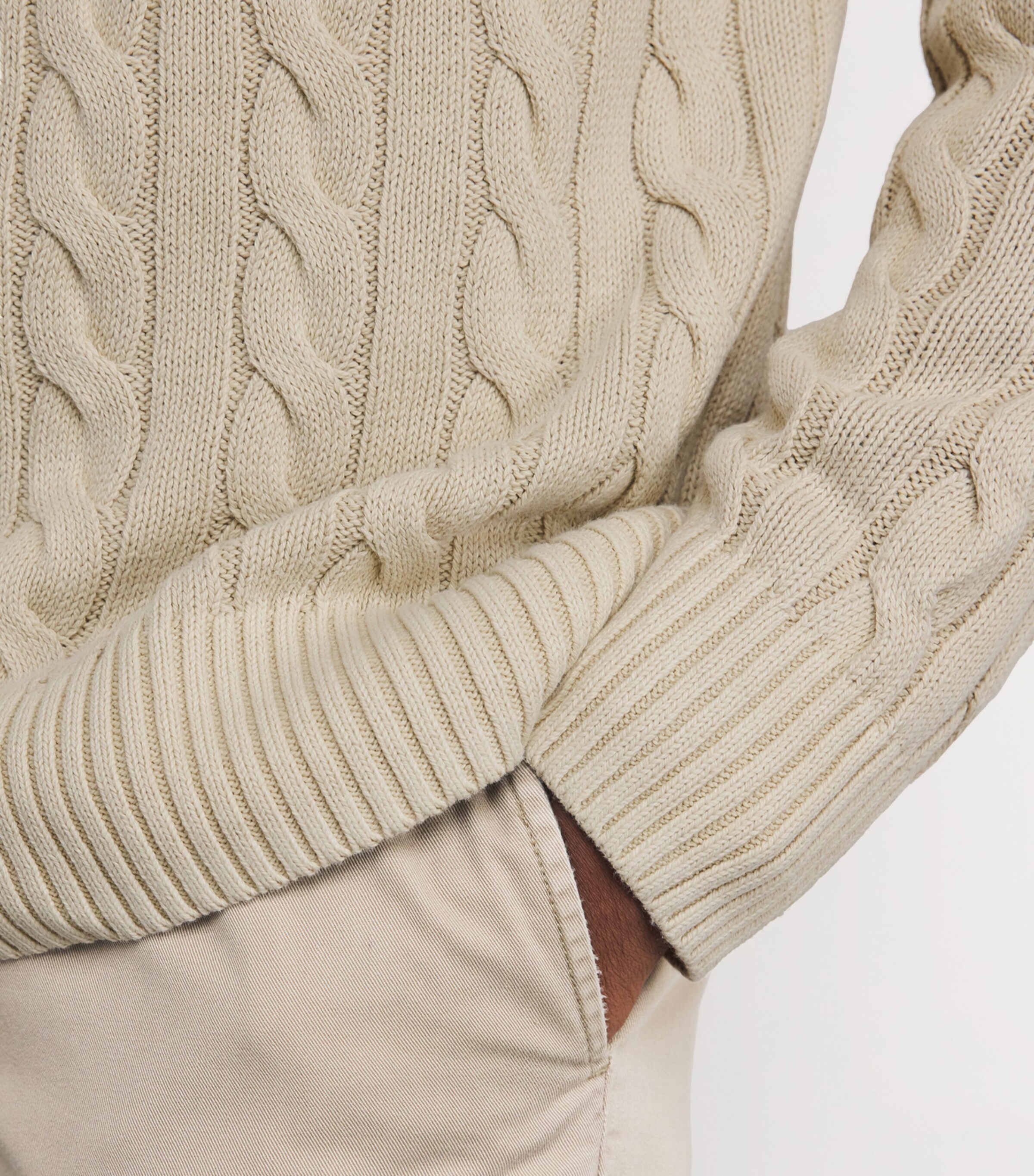 Polo Ralph Lauren Mens Cotton Cable-Knit Sweater Beige Image 6