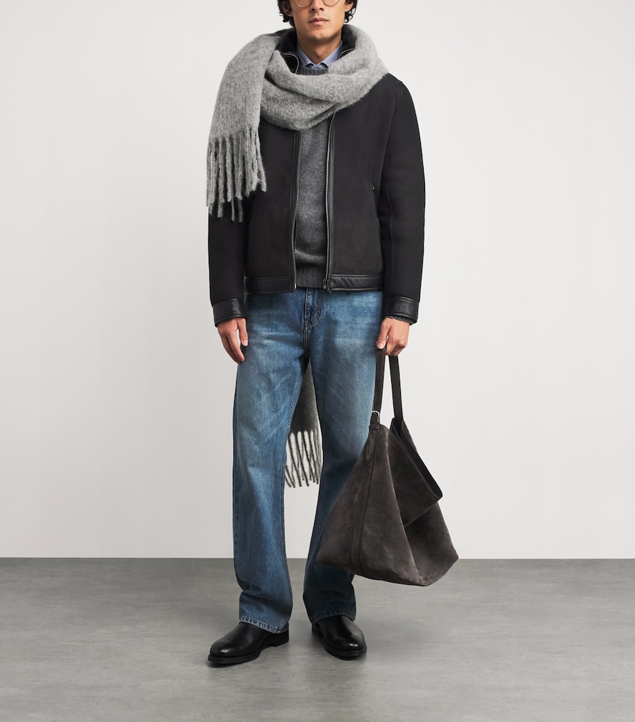 Suede Shearling Bomber Jacket 31 DARK GREY Image 2