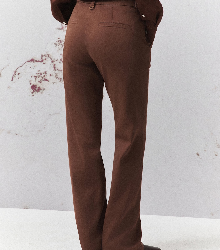 Marella Womens Twill Straight Trousers Caramel Image 3