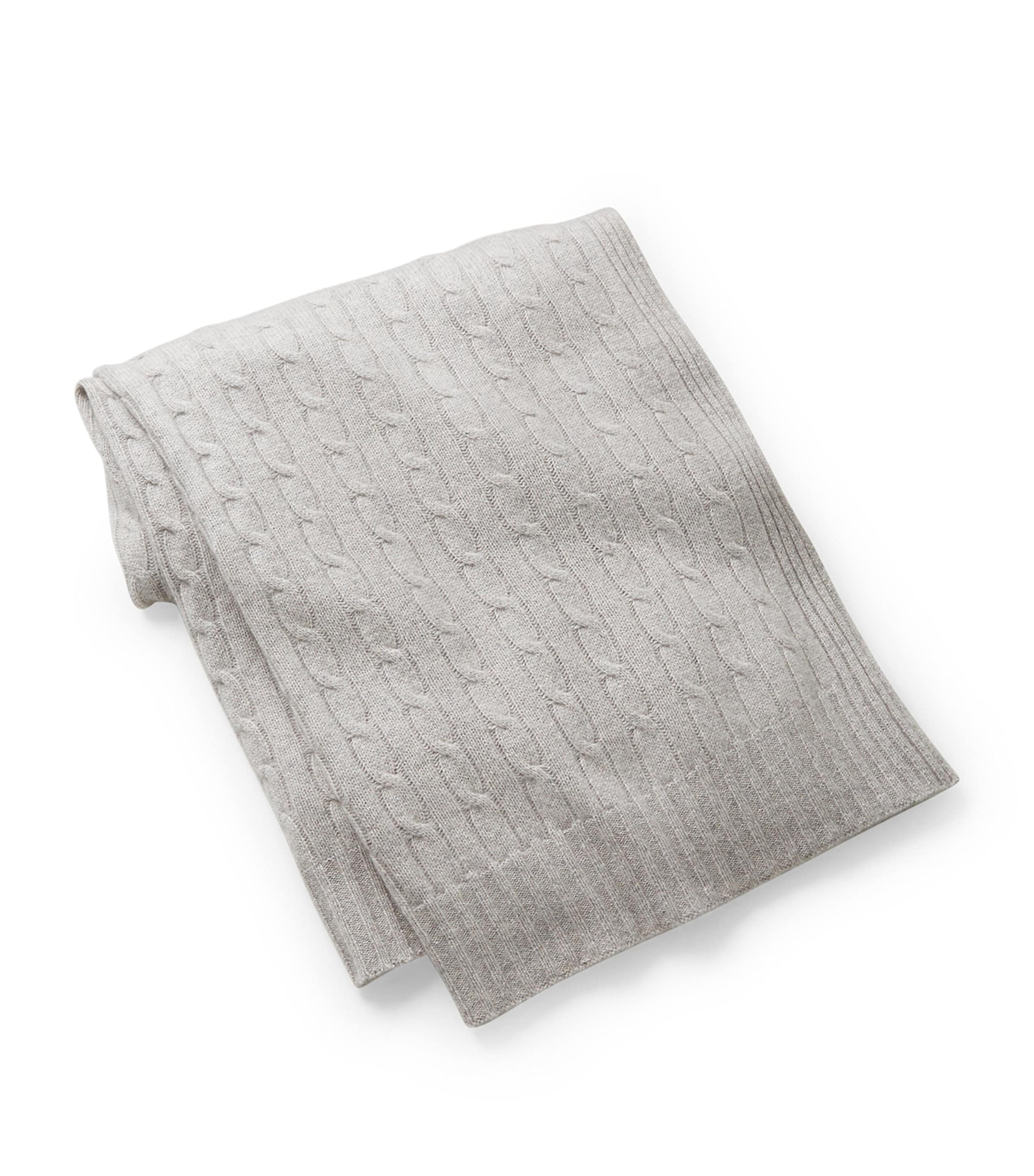 Shop Ralph Lauren Cashmere Cable-knit Throw In Grey