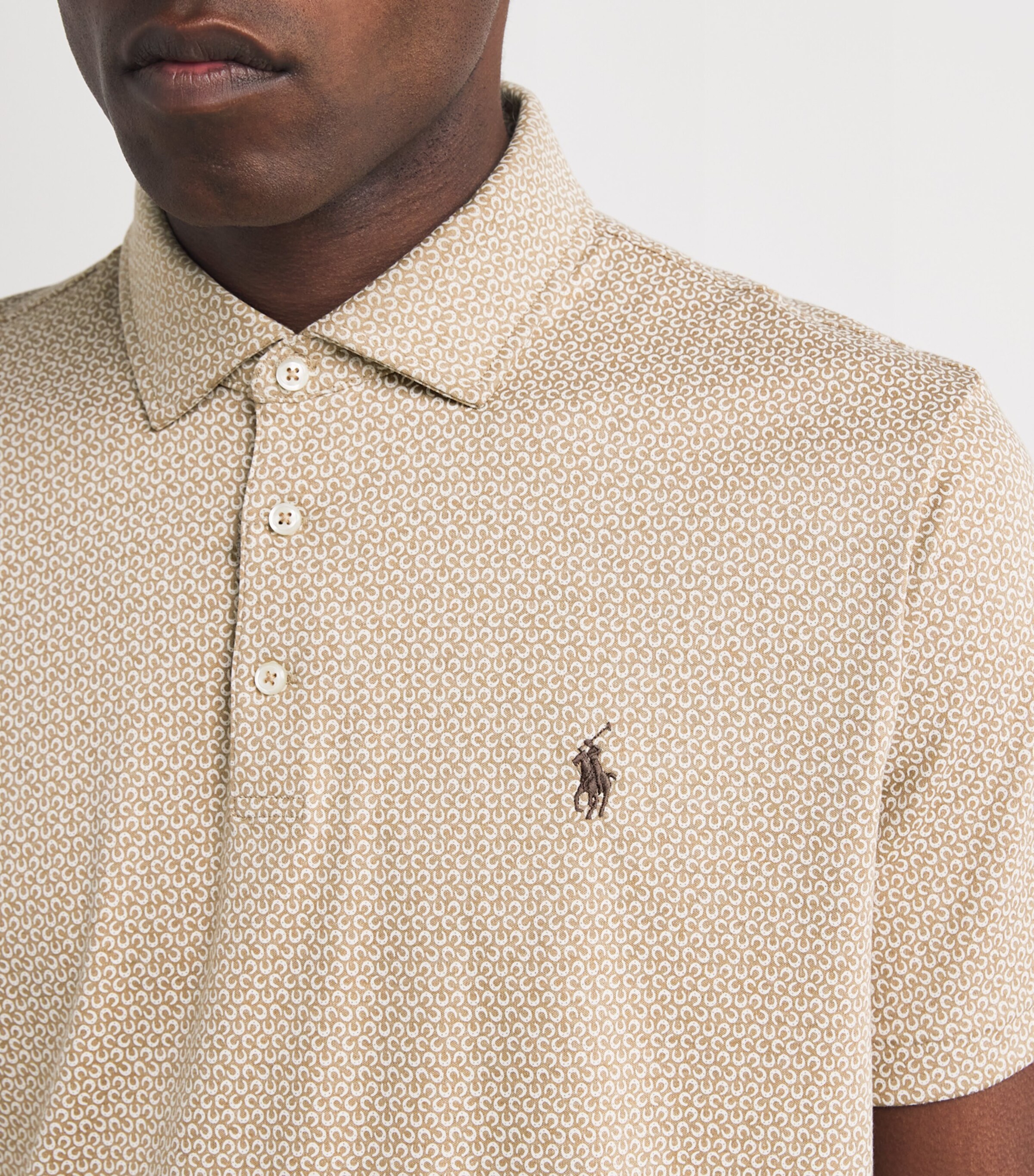 Polo Ralph Lauren Mens Cotton Geometric Polo Pony Polo Shirt Brown Image 6