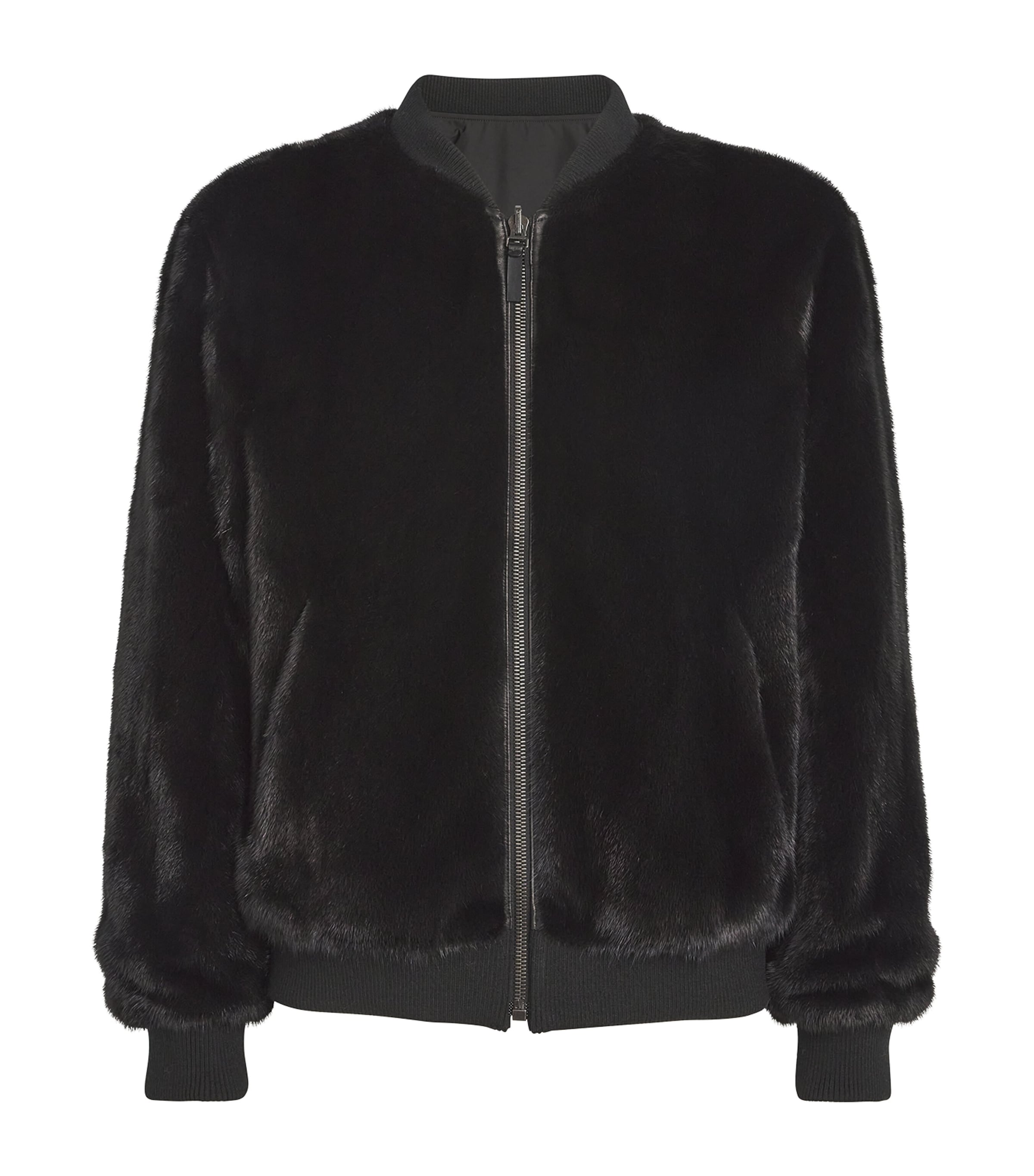 Yves Salomon Mink Reversible Bomber Jacket In Black