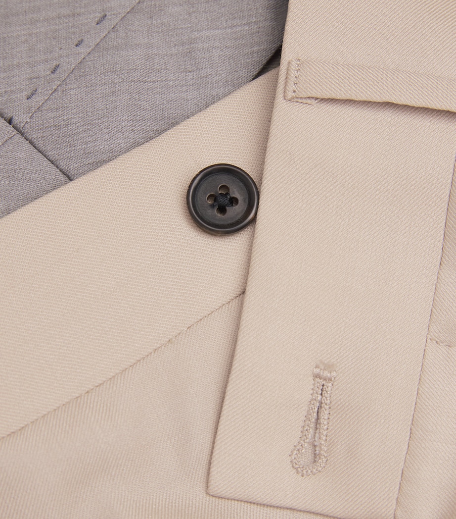 Corneliani Mens Virgin Wool-Silk Trousers Natural / Beige Image 5