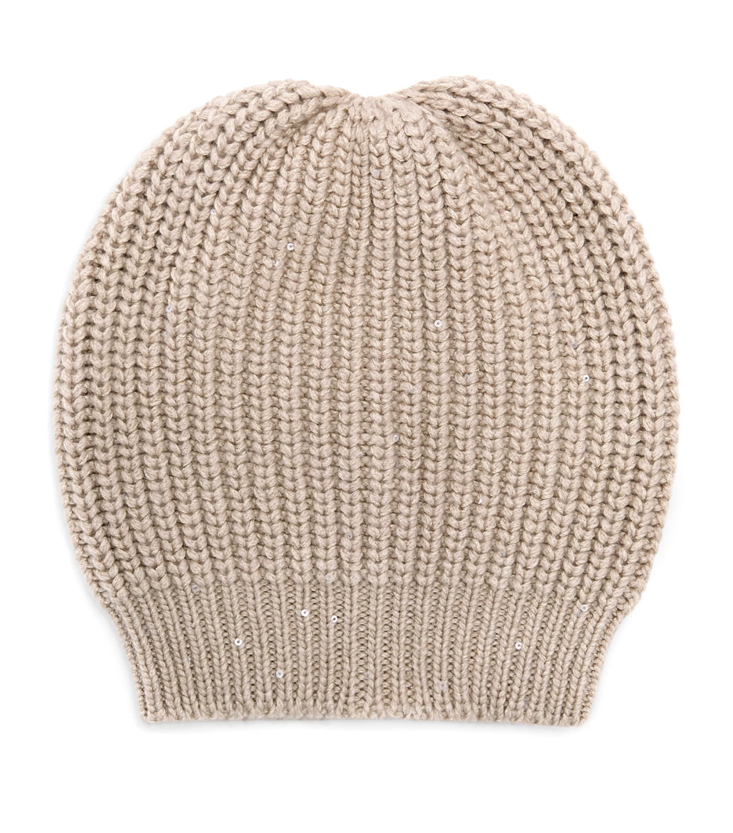 Brunello Cucinelli Cashmere-silk Embellished Beanie In Brown