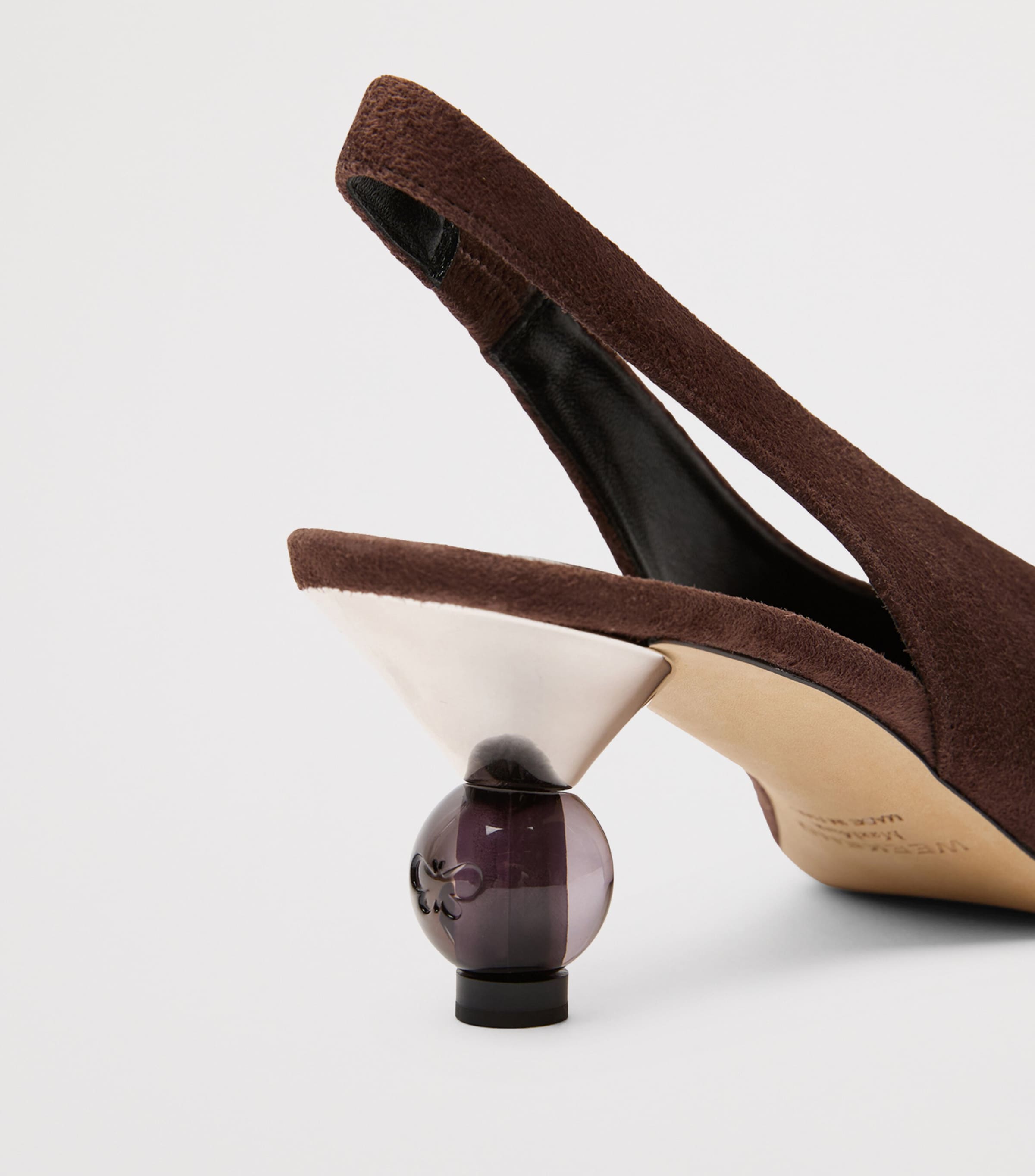 Weekend Max Mara Suede Bauble-Heel Slingback Pumps 55 Chocolate Image 6