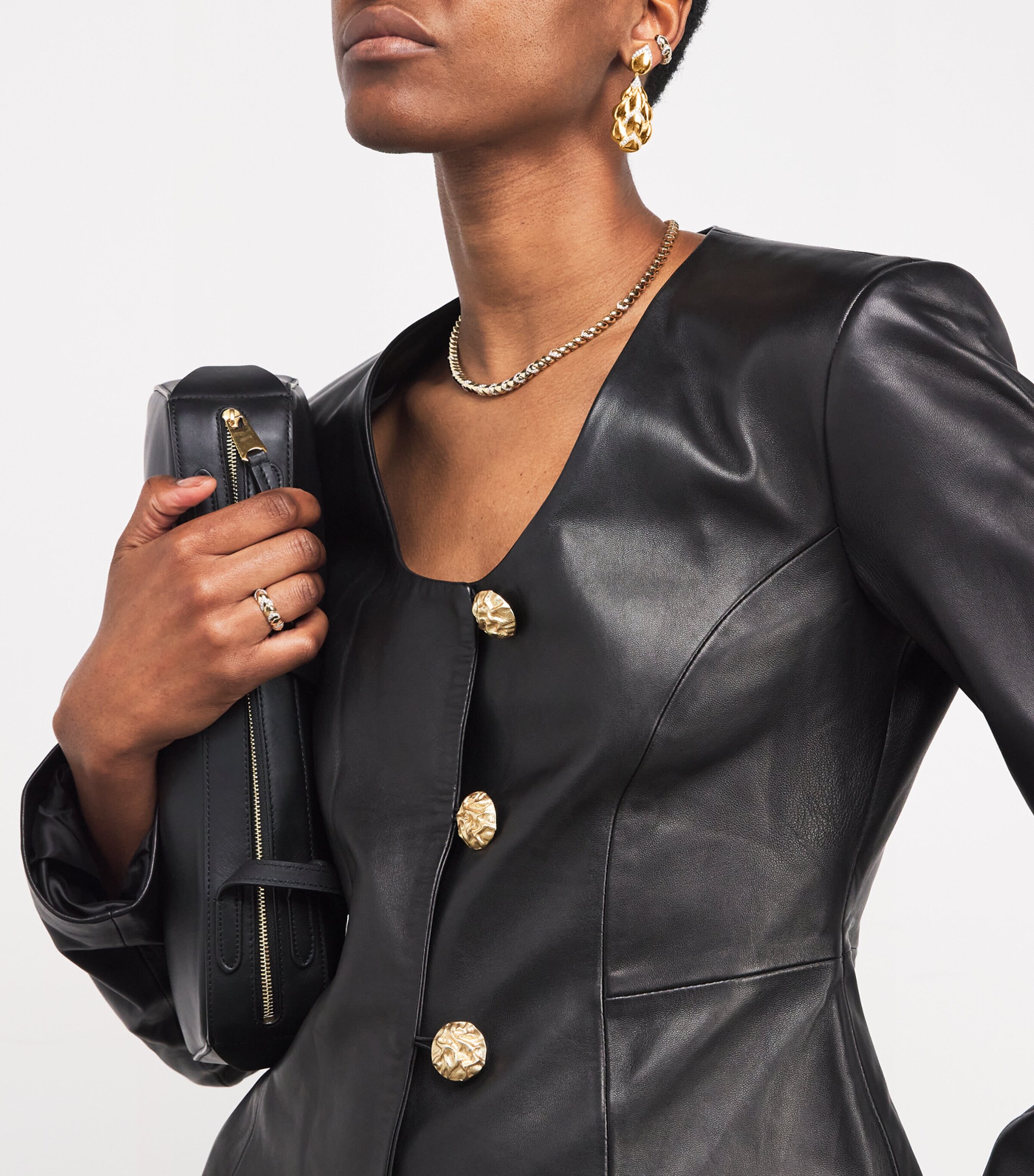 Nadine Aysoy Large Yellow Gold and Diamond Cobra Pendant Earrings Yellow Gold Image 5