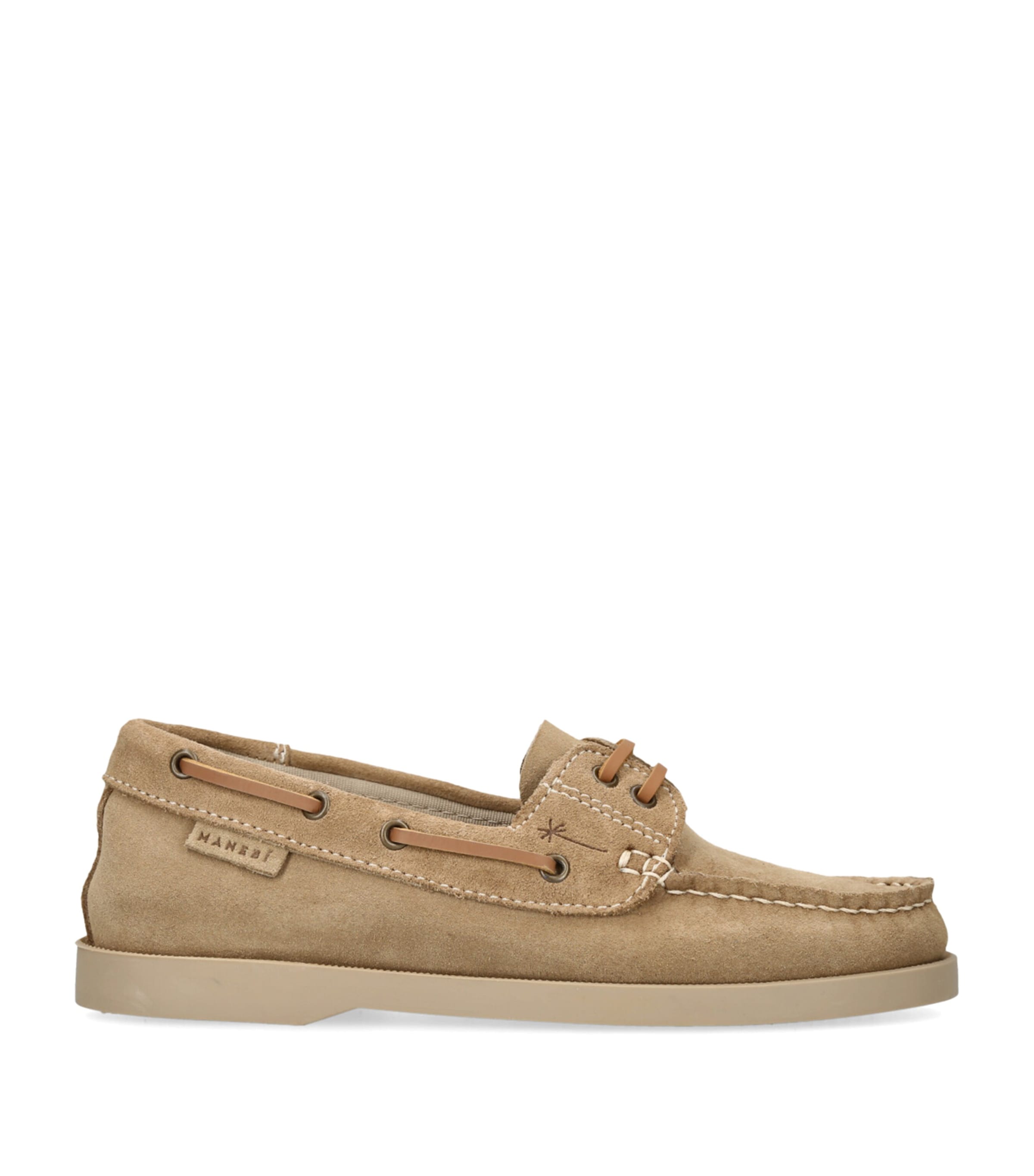 Manebi Suede Boat Shoes Beige Image 1