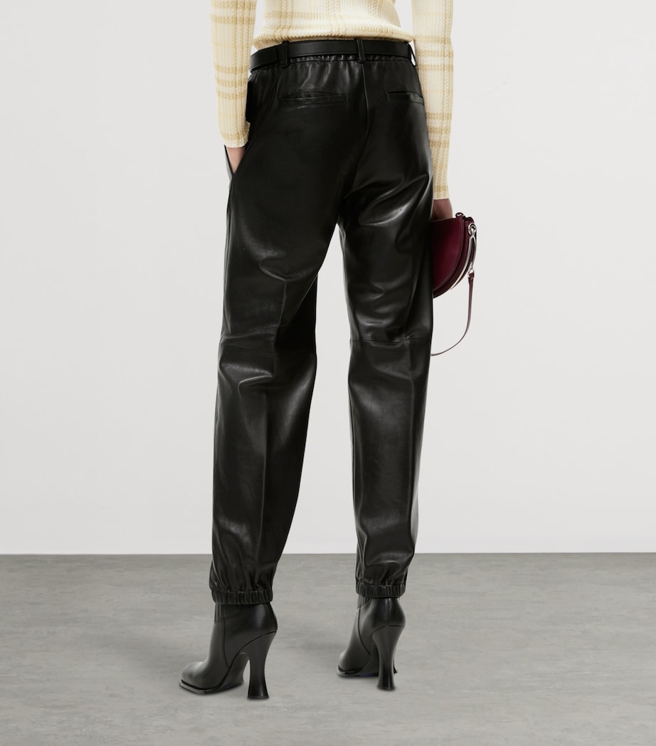 Burberry Womens Leather Tapered Trousers Black Image 3