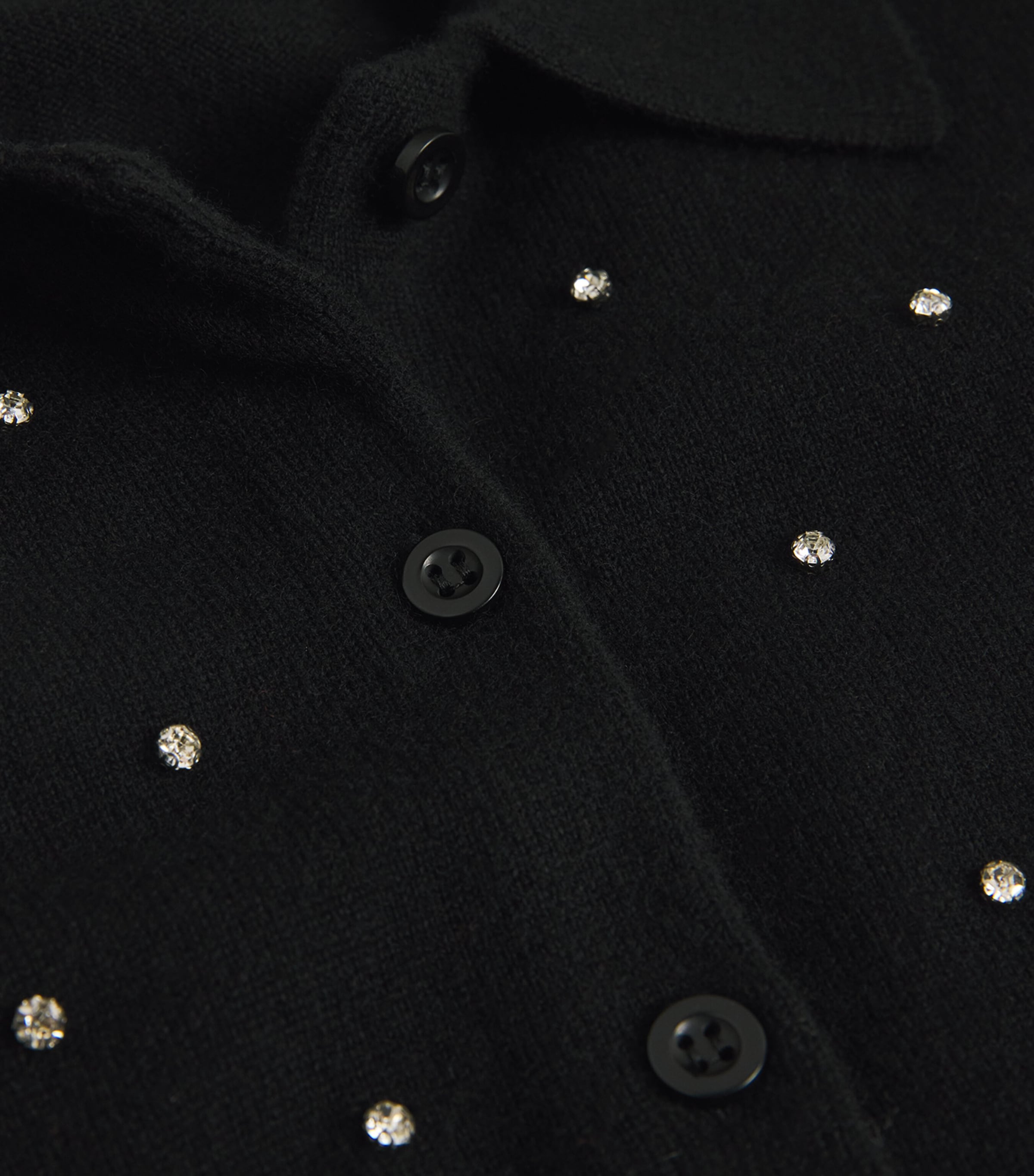 Wool-Cashmere Rhinestone-Embellished Cardigan BLACK Image 5