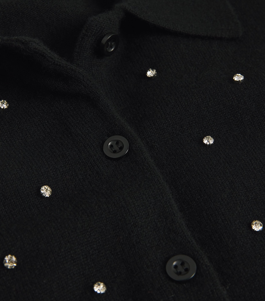 Wool-Cashmere Rhinestone-Embellished Cardigan BLACK Image 5