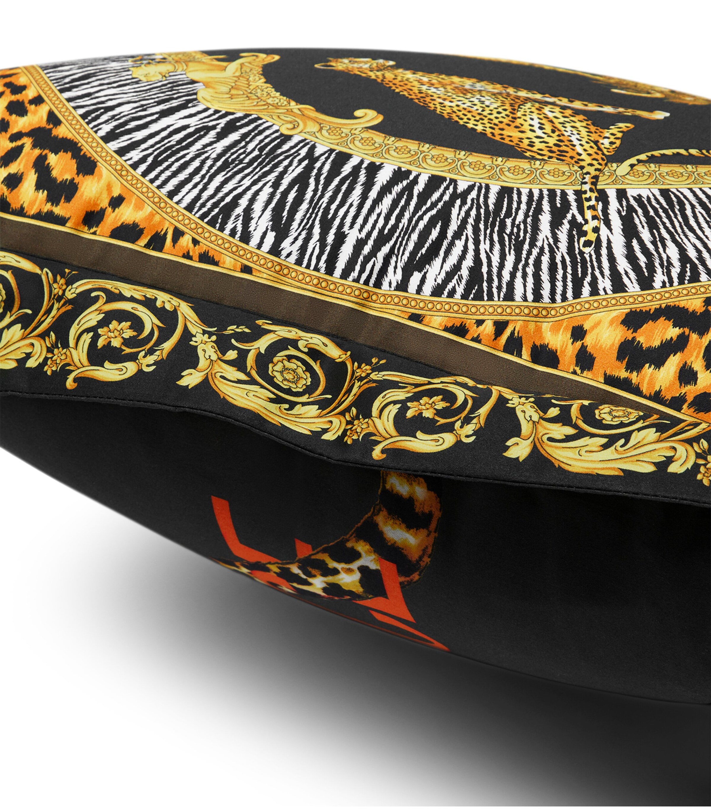 Cotton-Satin Wild Cats Cushion (60cm x 60cm) D ANTHRCT/NOISETTE Image 3