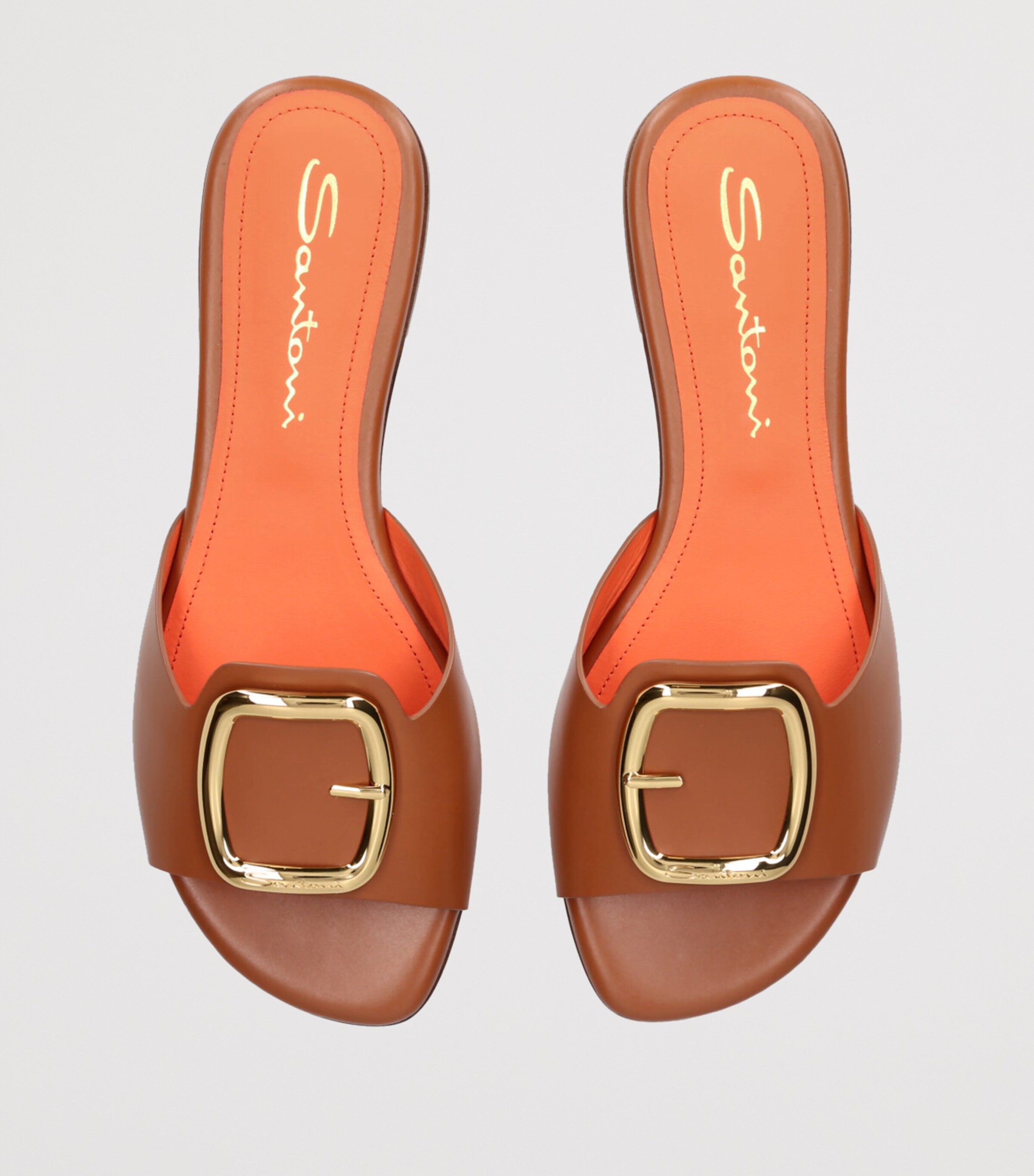 Santoni Leather Apricot Sandals Tan Image 5