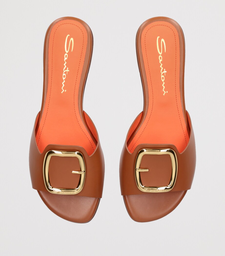 Santoni Leather Apricot Sandals Tan Image 5