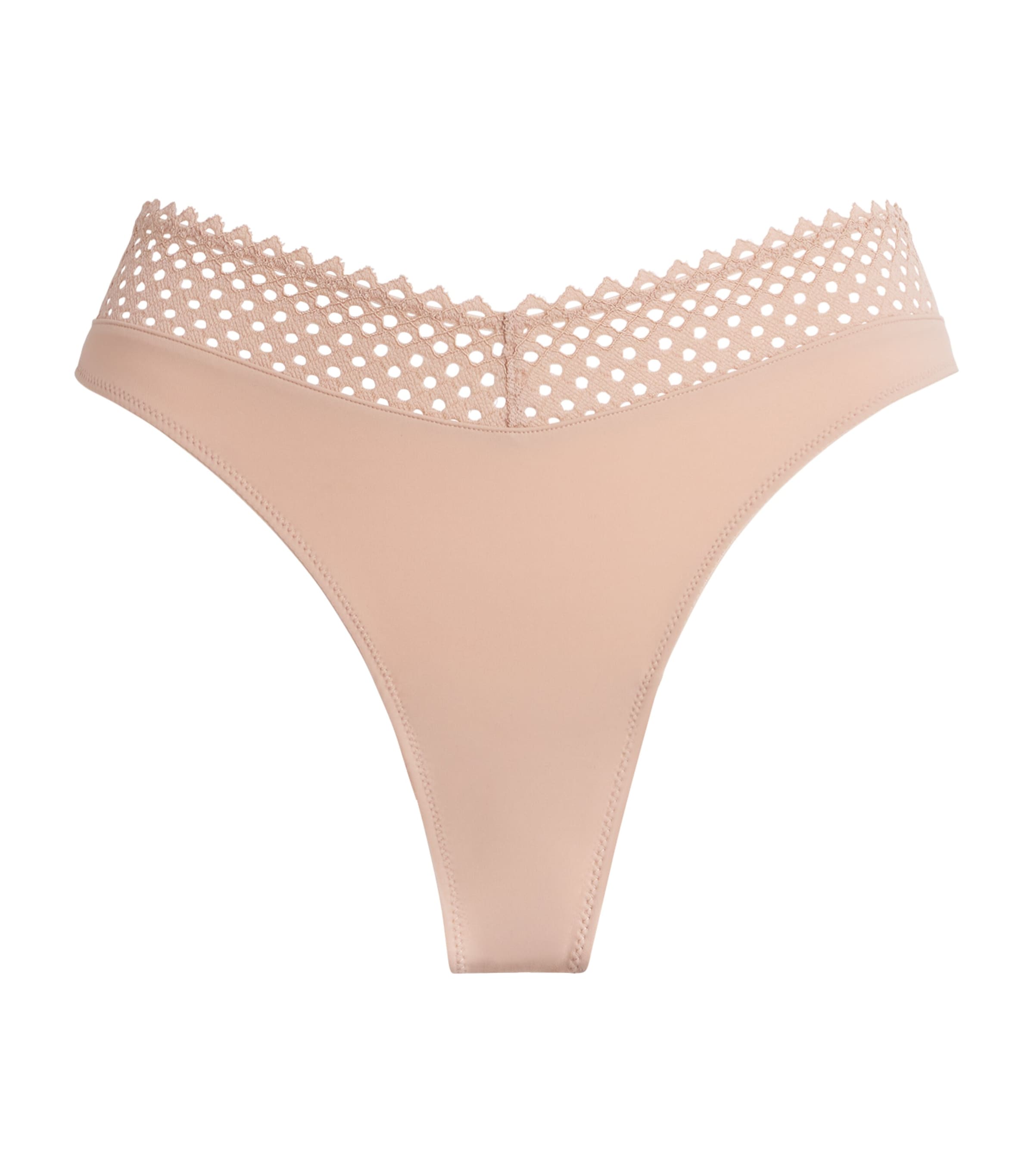 Wolford Womens Romantic Net Thong Rose Tan Image 1