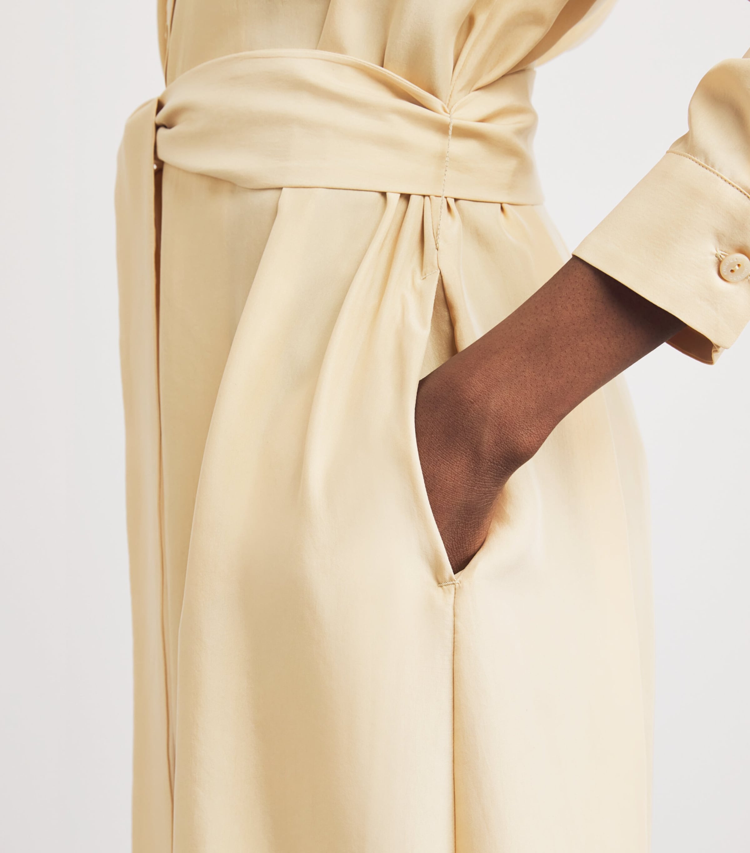 Colombo Womens Silk Belted Midi Dress Yellow Image 5