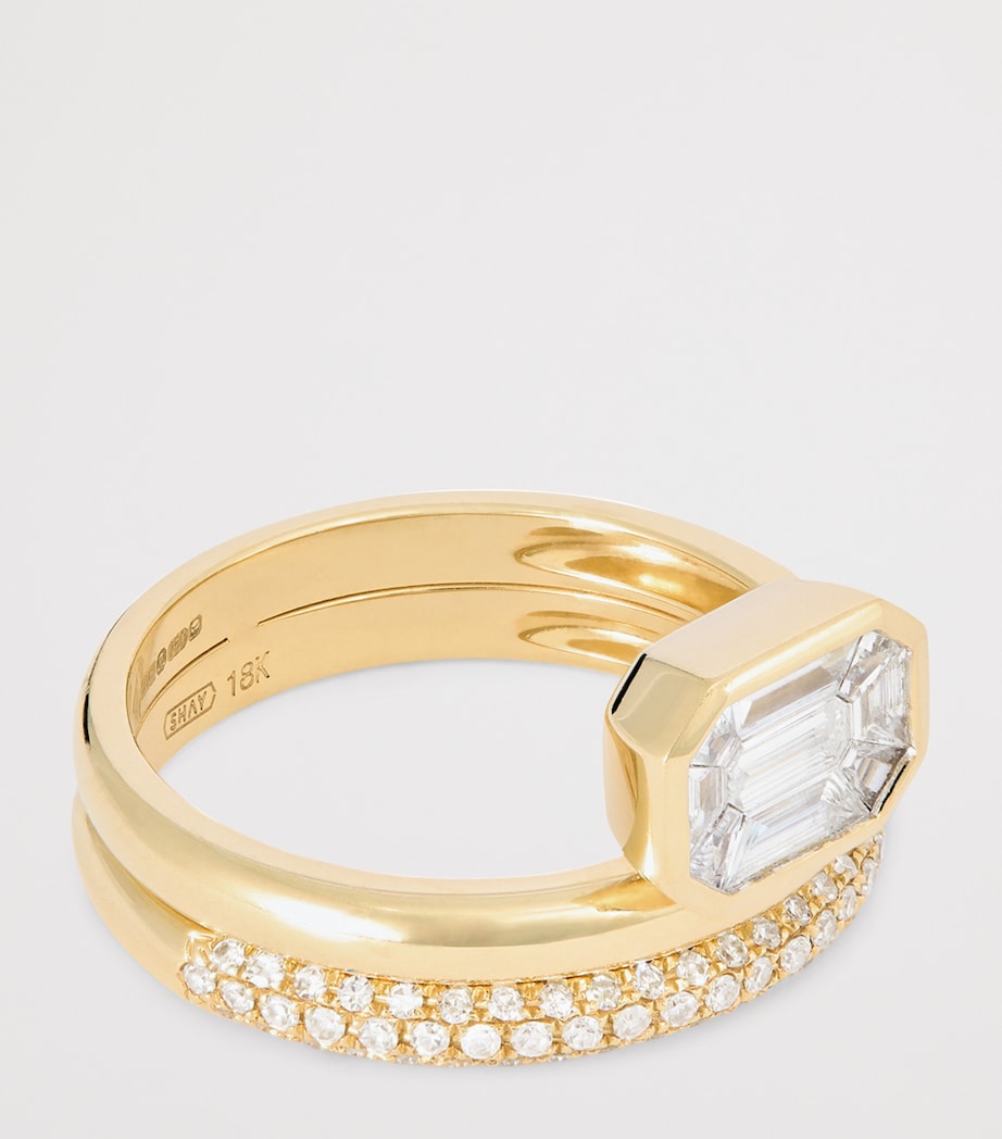 Yellow Gold and Diamond Floating Bezel Ring (Size 7) YELLOW GOLD Image 4