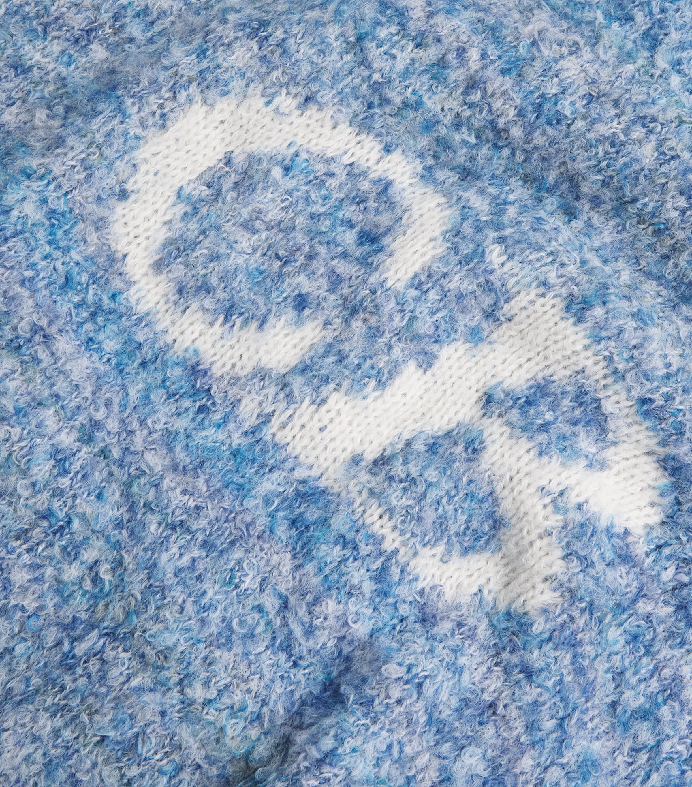 COLE BUXTON Mens Bouclé Logo Sweater Blue Image 6