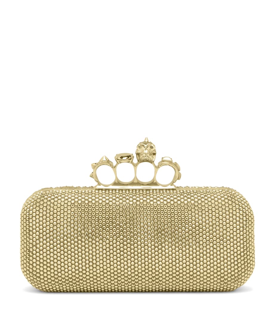 McQueen Long Crystal-Embellished Knuckle Clutch Bag Image 1