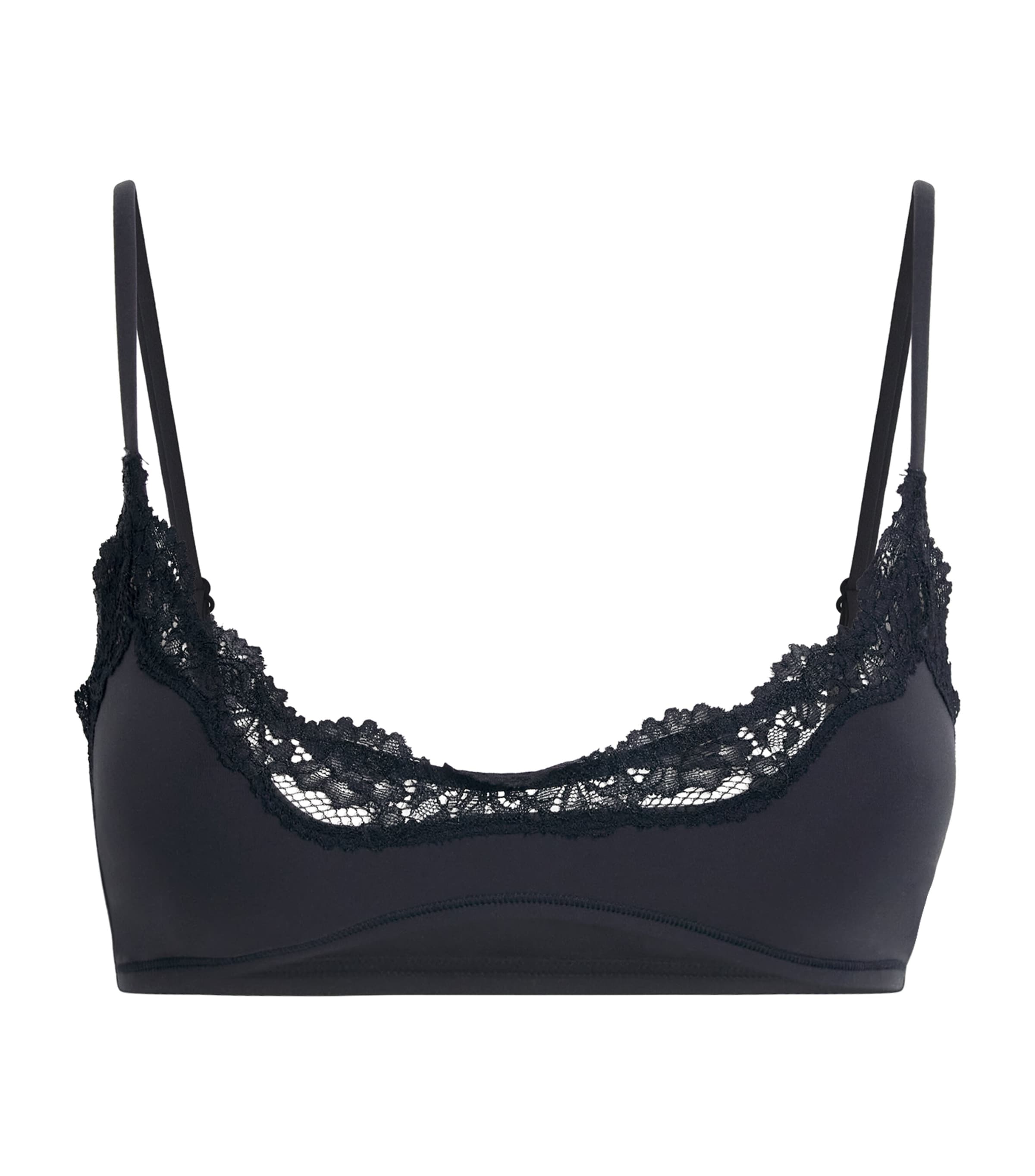 Skims Lace-trim Fits Everybody Scoop-neck Bralette In Black