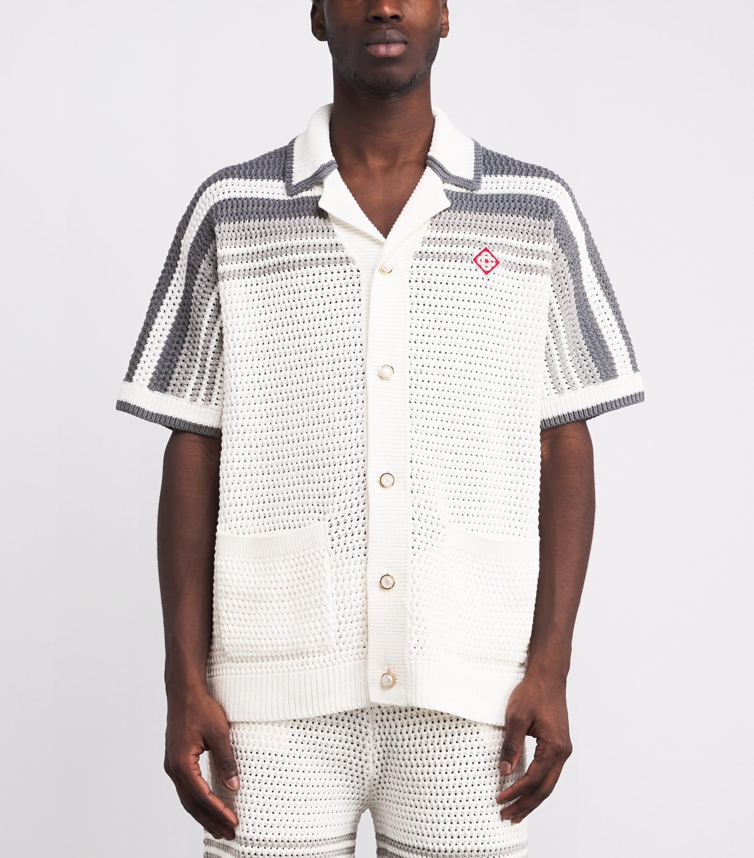 Crochet Tennis Shirt WHITE / GREY Image 3
