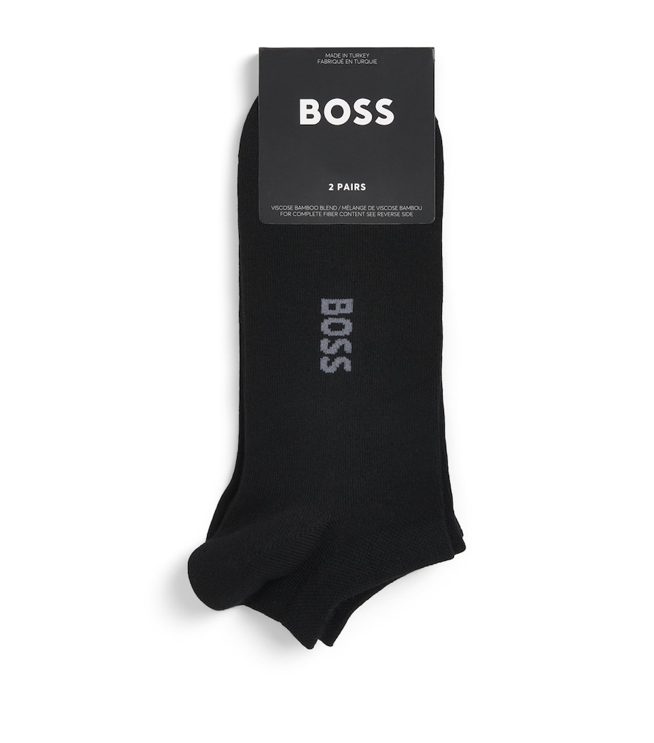 BOSS Mens Logo Ankle Socks (Pack of 2) Black Image 1