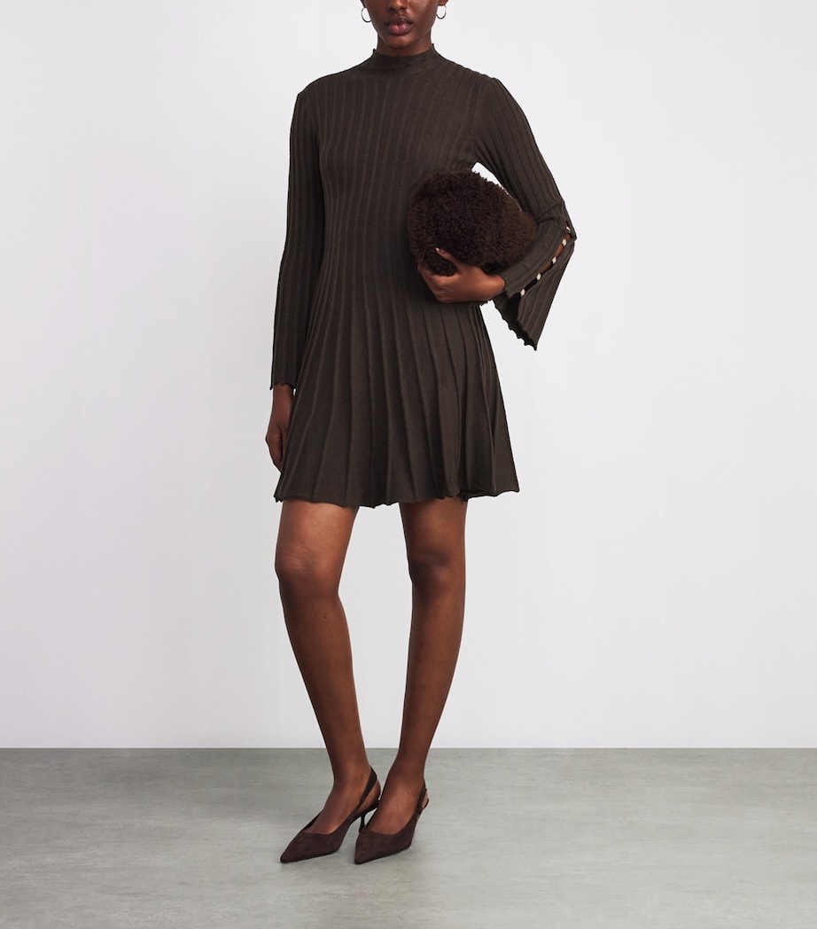 Long-Sleeve Mini Dress DARK BROWN Image 2