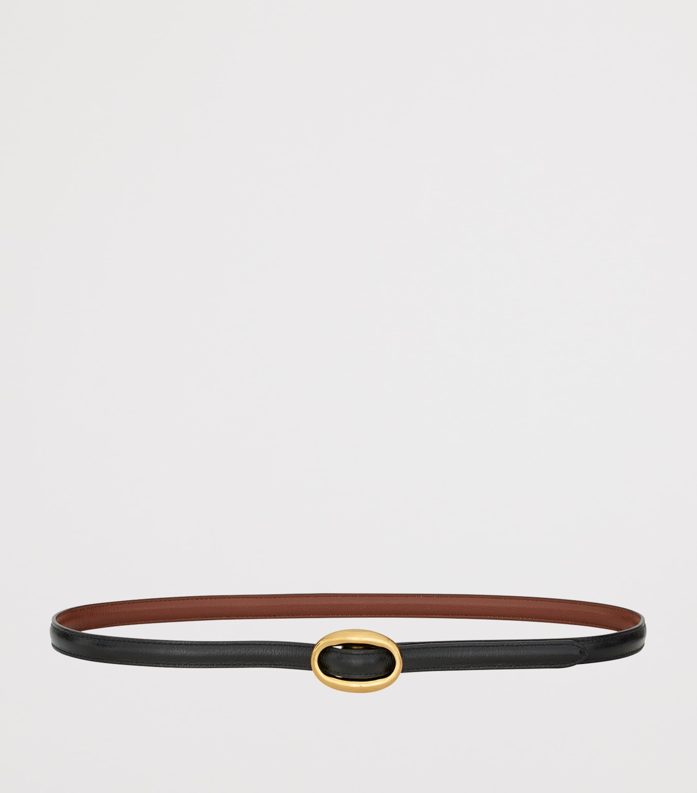 Saint Laurent Leather Reversible Oval-Buckle Belt Image 3
