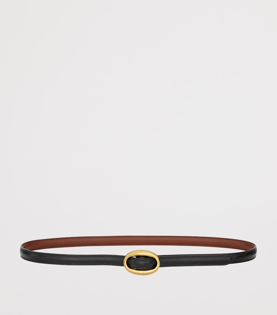 Saint Laurent Leather Reversible Oval-Buckle Belt Image 3
