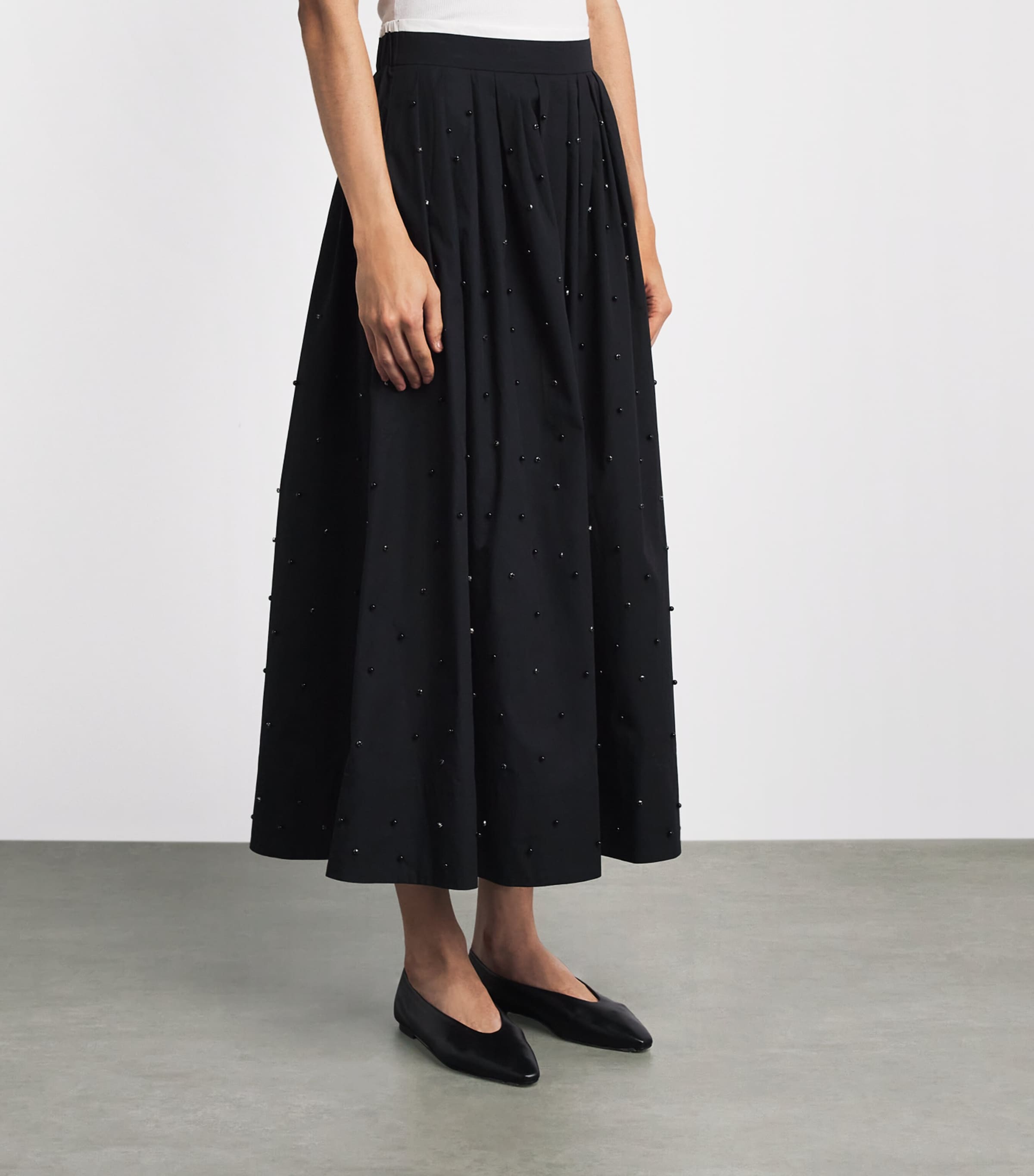 Maje Womens Cotton Embellished Midi Skirt Black Image 4