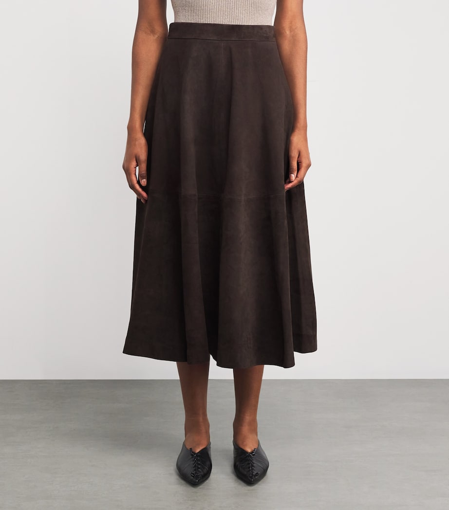 Suede Midi Skirt 204 DARK CHOCOLATE Image 3